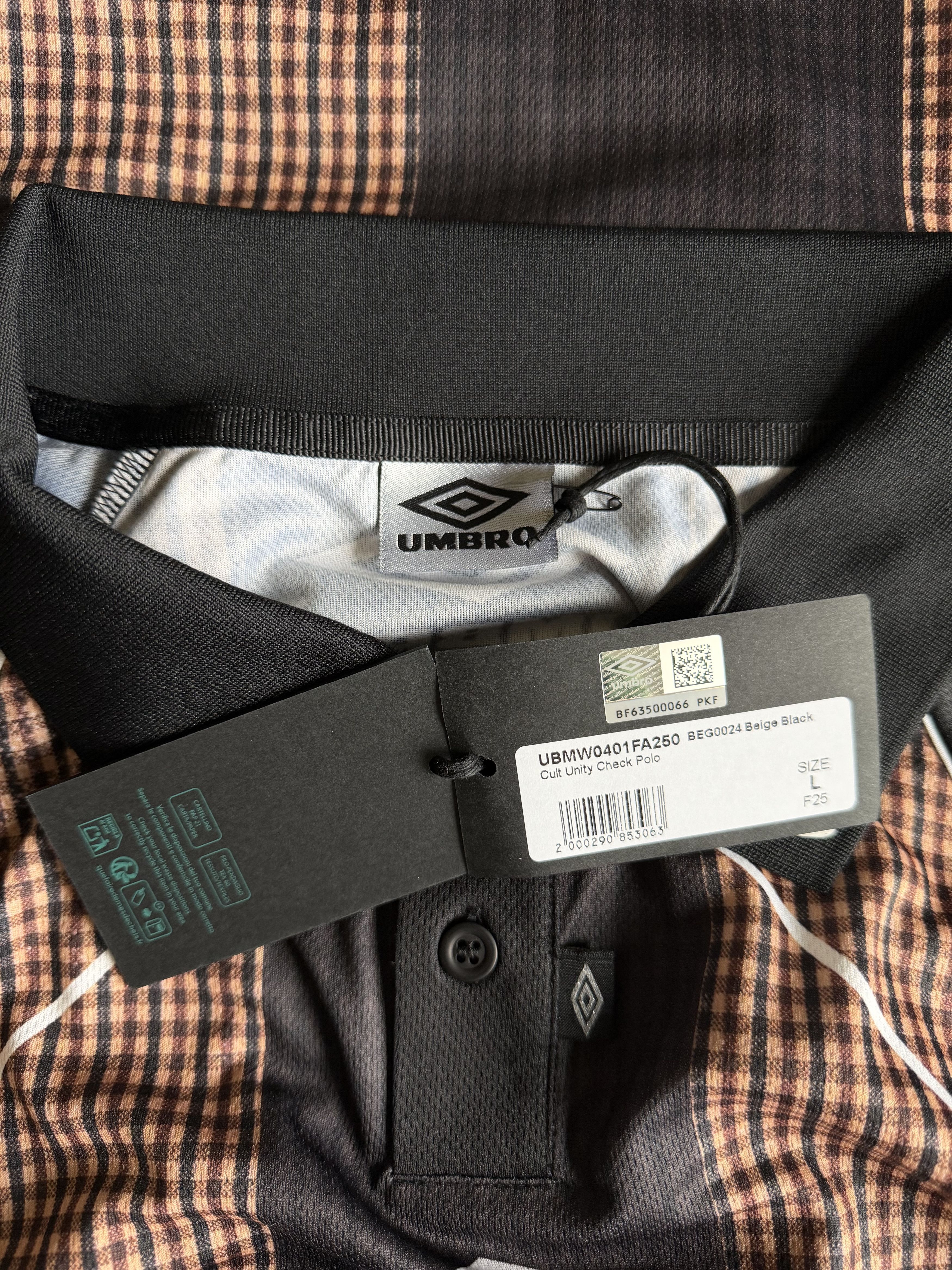 Umbro Penalty Culture Cult Unity Check Polo in Beige