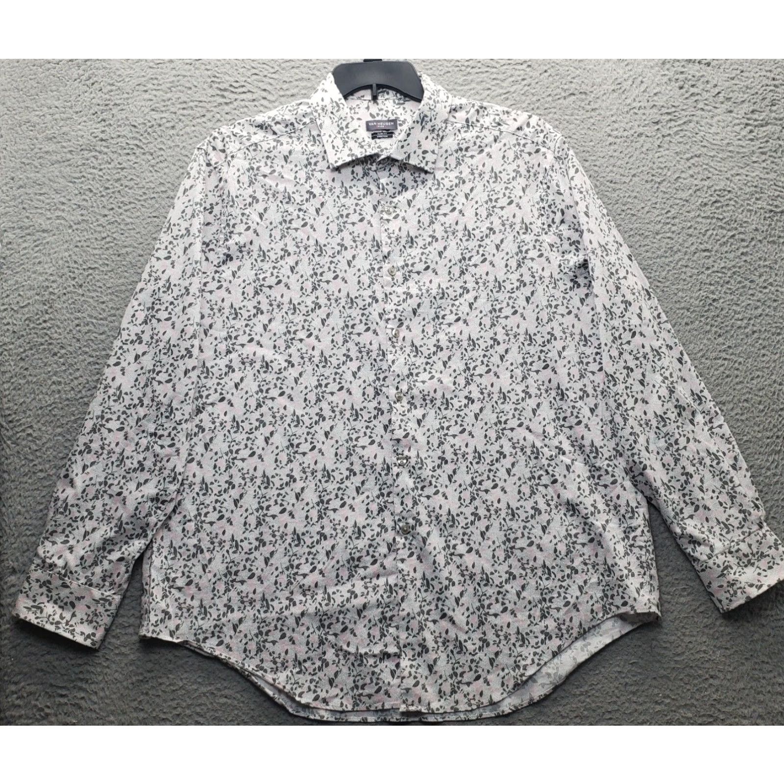 Van Heusen Van Heusen Mens Dress Shirt Multicolor Floral Slim Fit Flex Button Up Size 18 Size 48R - 2 Thumbnail