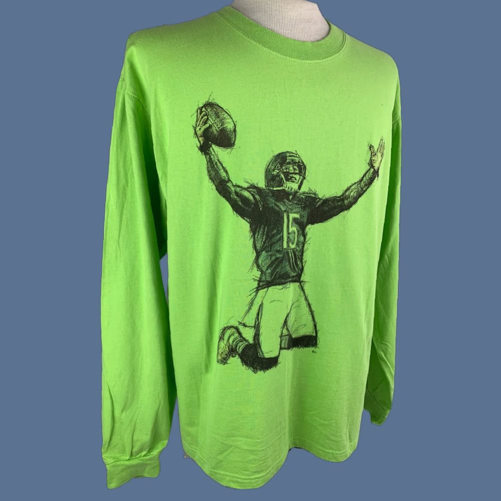 Hanes VINTAGE Large Men's The Brandon Marshall Foundation Bright Green Long Sleeve Logo Tshirt Size US L / EU 52-54 / 3 - 1 Thumbnail