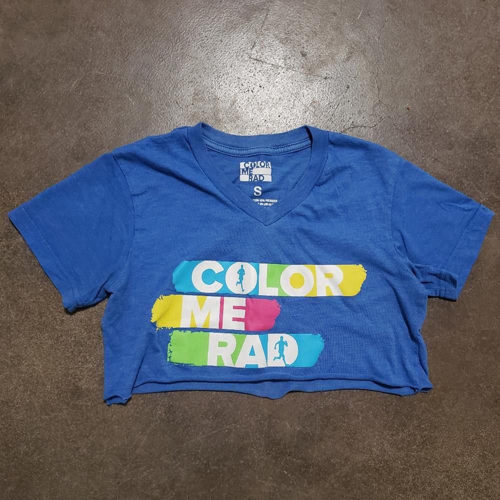 Designer Multicolored Color Me Rad Cropped Short Sleeve Size S / US 4 / IT 40 - 1 Thumbnail