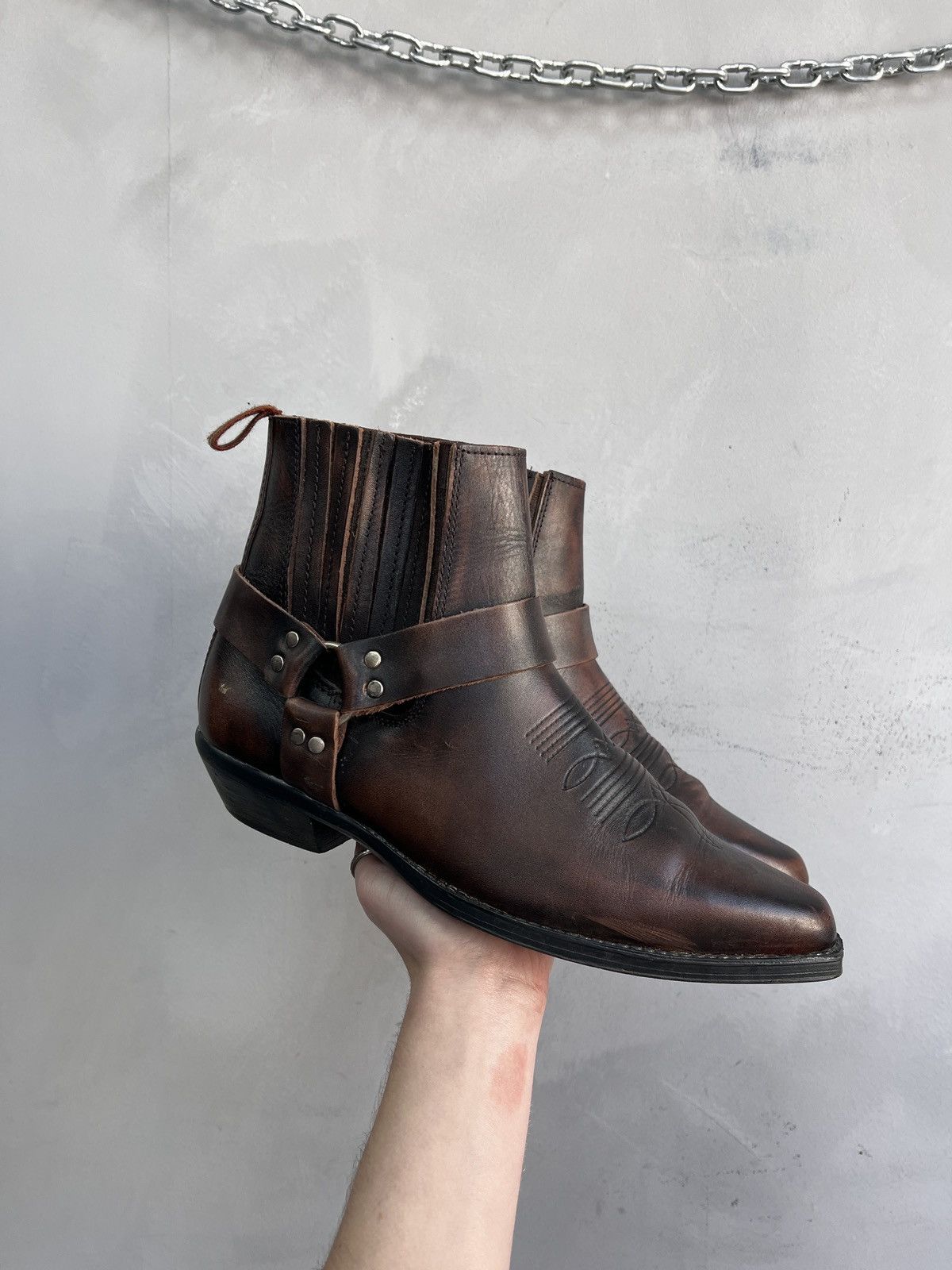 Other Y2k Brown leather boots vintage opium western guidi style Size US 9 / EU 42 - 3 Thumbnail