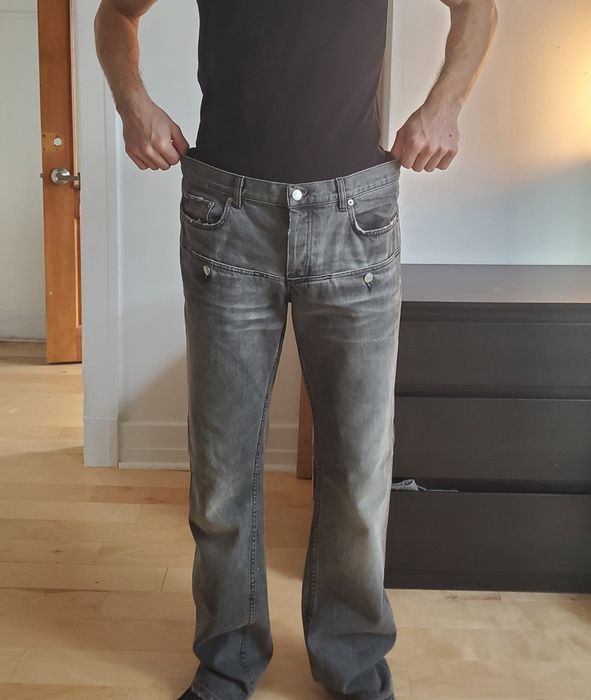 Helmut Lang 2004 Faded Black Denim Low Waist Boot Cut 7 Pocket Jeans –  ENDYMA