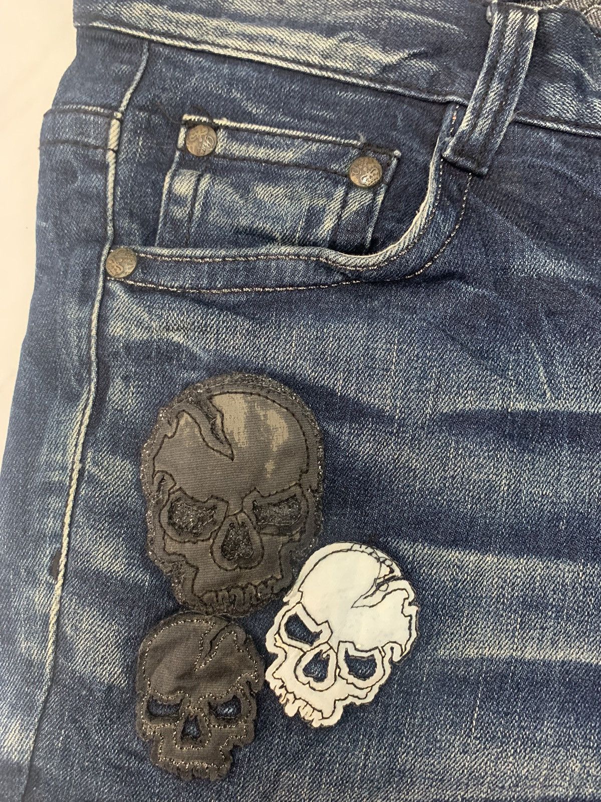 If Six Was Nine Pasta Denim jean skull skeleton design spandex pant Size US 37 - 6 Thumbnail