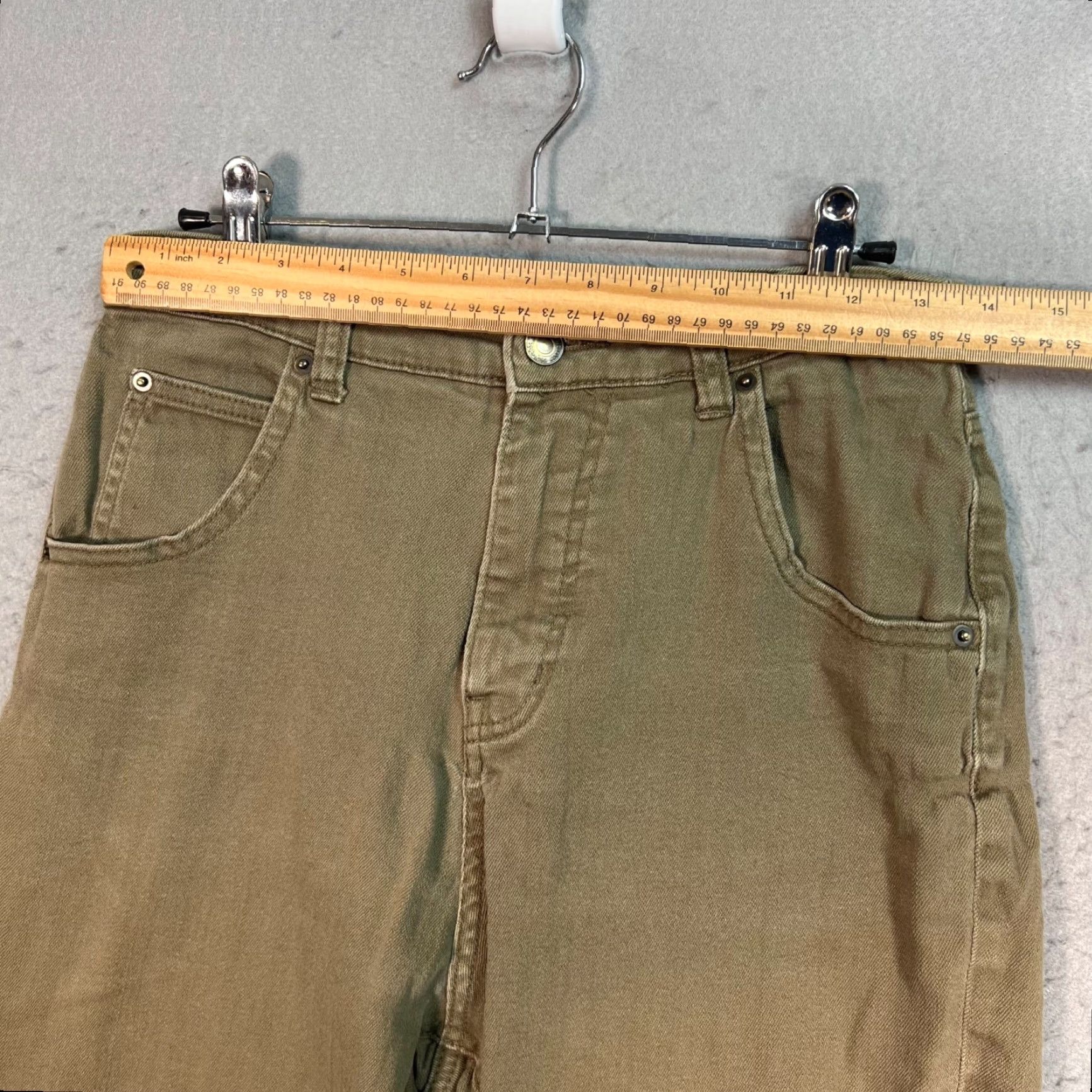 Olive Coen Jeans Women's Olive Green High-Waisted Tapered 26 in 5-Pocket Denim Cotton Blend Vintage No Size 36" / US 14 / IT 50 - 6 Thumbnail