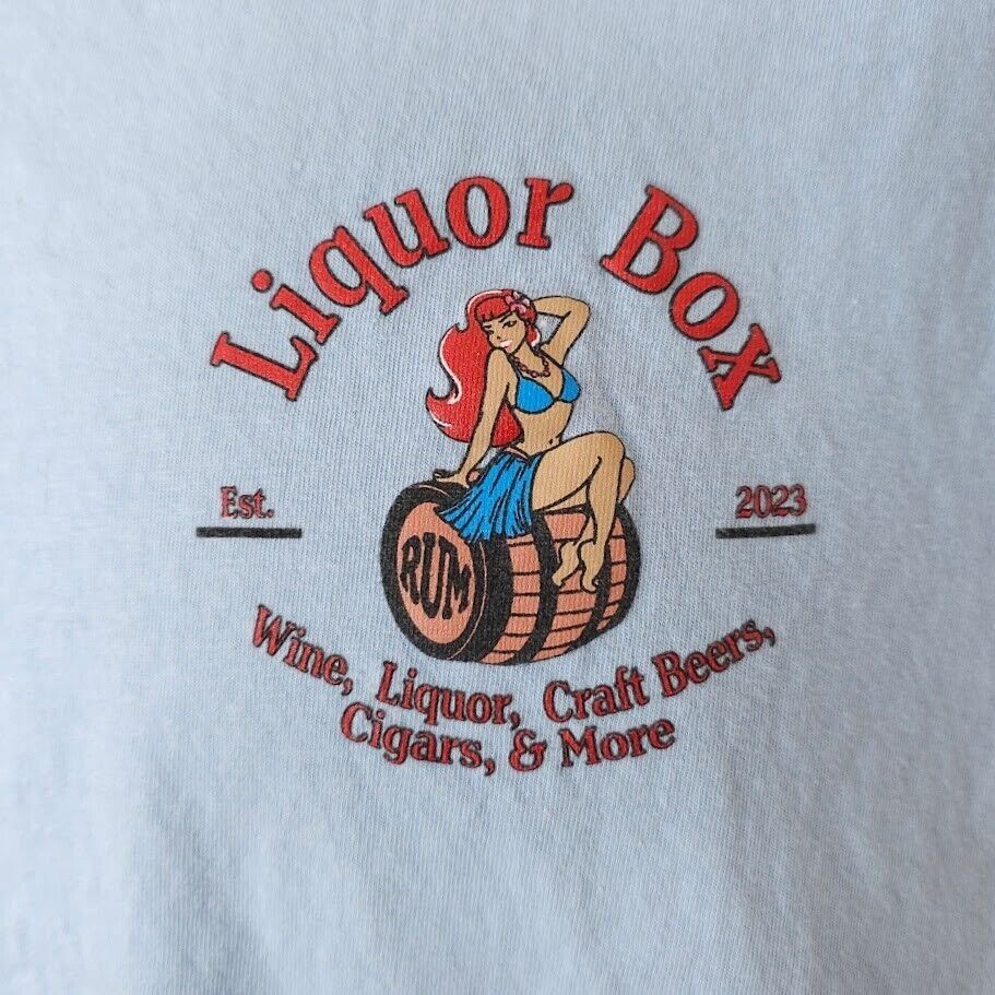 Gildan Liquor Box T Shirt Mens Size Large Blue Las Vegas Pin Up Size US L / EU 52-54 / 3 - 3 Thumbnail