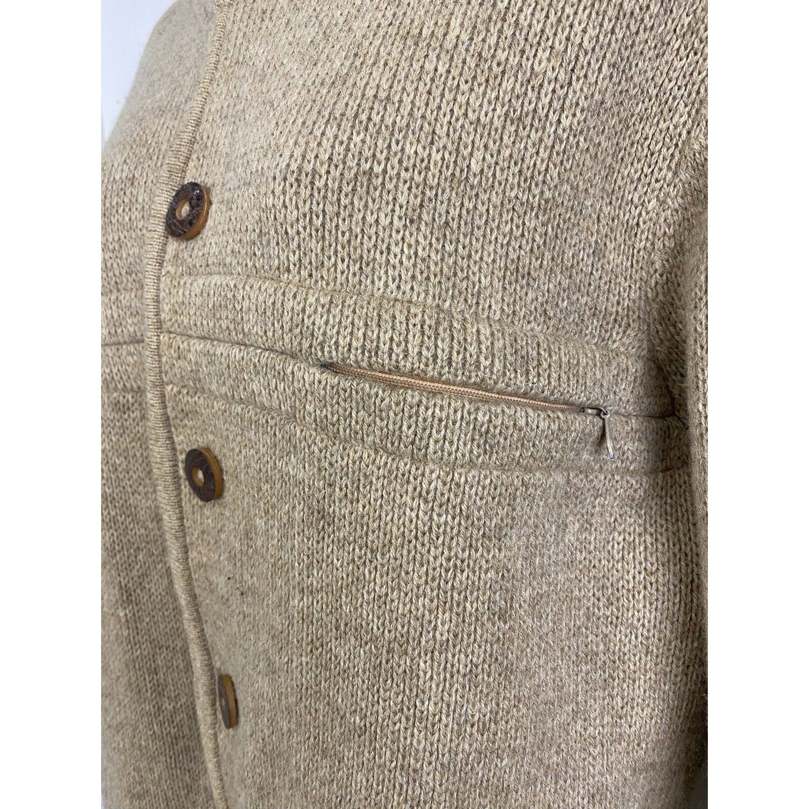 Brooks Brothers VTG Brooks Brothers Cardigan Sweater Wool Tan Brown Chunky Size L / US 10 / IT 46 - 6 Thumbnail