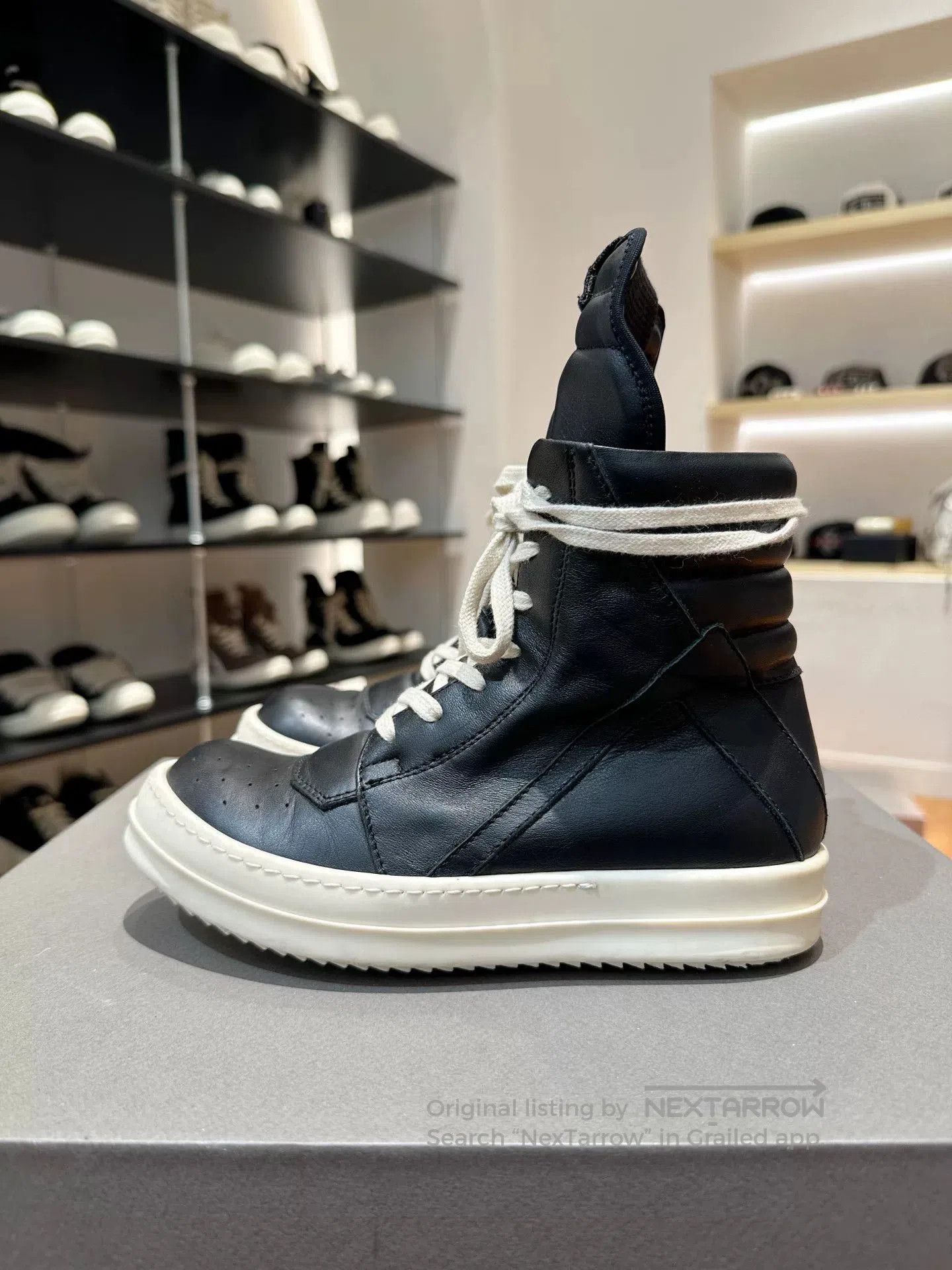 Rick Owens Rick Owens Classic Black Leather High-Top. Size US 4.5 / IT 34.5 - 1 Thumbnail