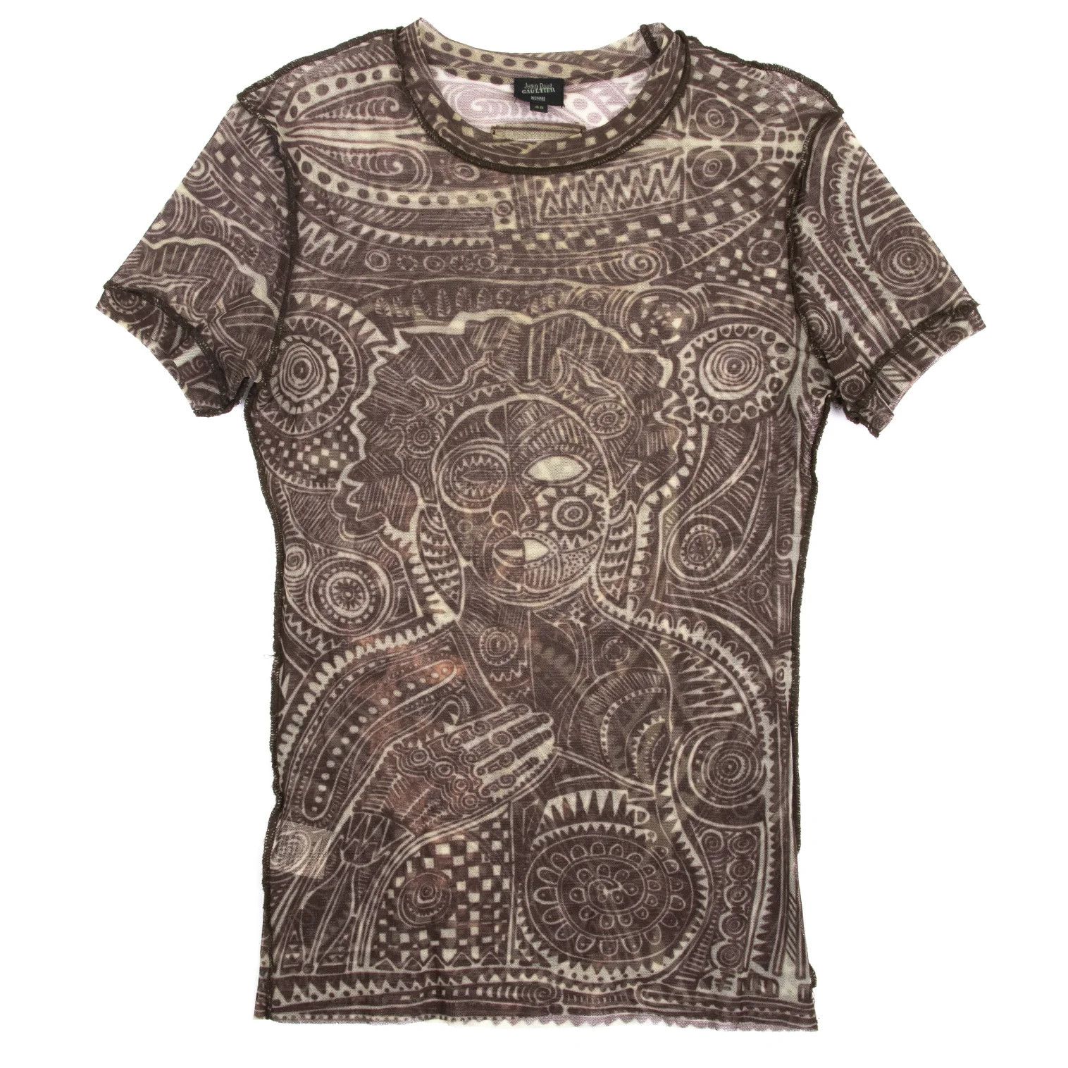 Jean Paul Gaultier Graphic Print Inside Out Power Net T-Shirt Brown 48 Size US M / EU 48-50 / 2 - 1 Thumbnail