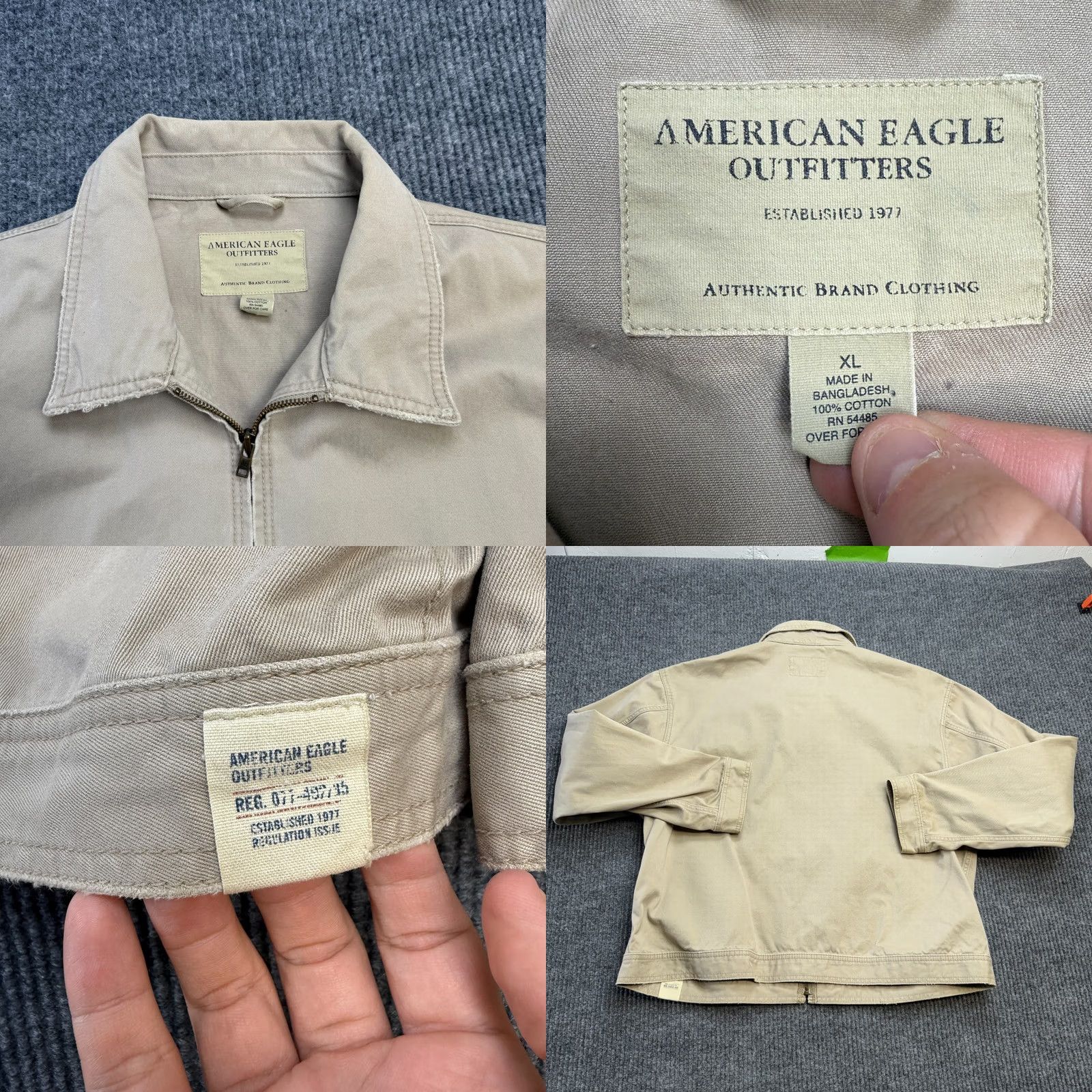 American Eagle Outfitters VTG American Eagle Outfitters Jacket Mens XL Beige Khaki Bomber Twill Pocketed Casual Camouflage? (no) Size US XL / EU 56 / 4 - 8 Thumbnail