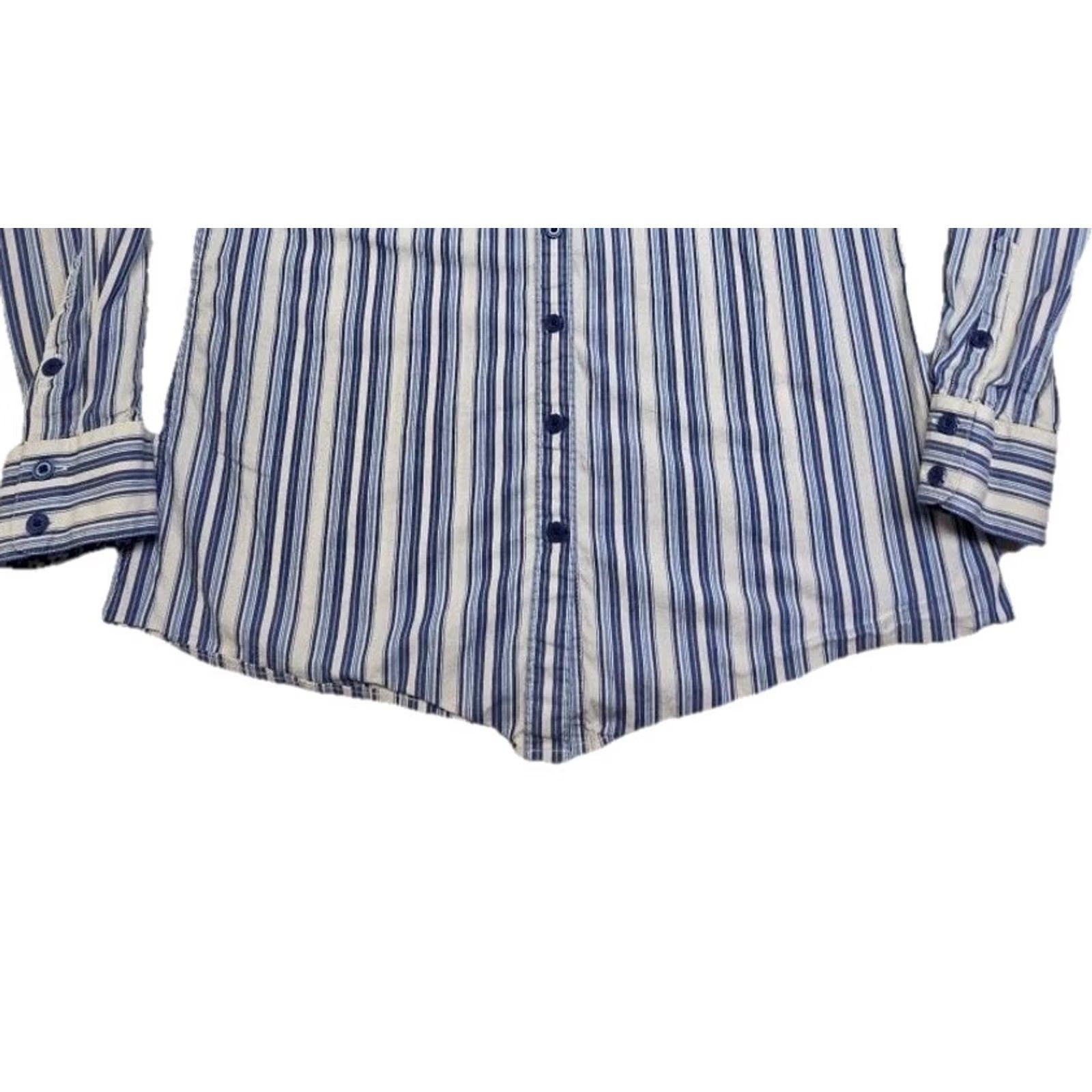 Ariat Ariat Womens Fitted Western Shirt L Blue White Striped Long Sleeve Cowgirl Rodeo Shirts Size L / US 10 / IT 46 - 3 Thumbnail