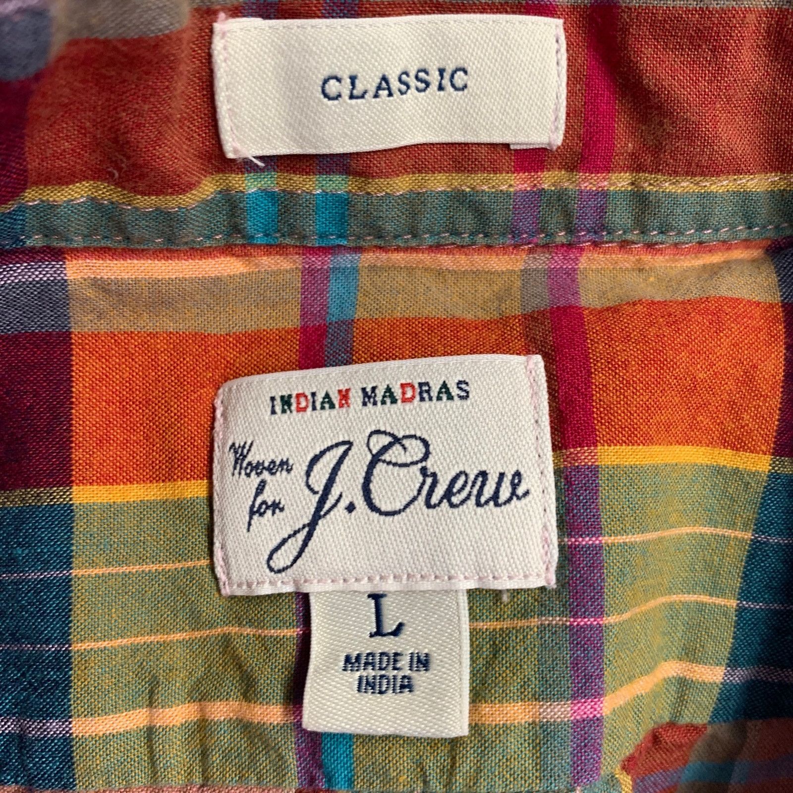 J.Crew Size L Multi Color Cotton Madras Classic Short Sleeve Shirt Size US L / EU 52-54 / 3 - 7 Thumbnail