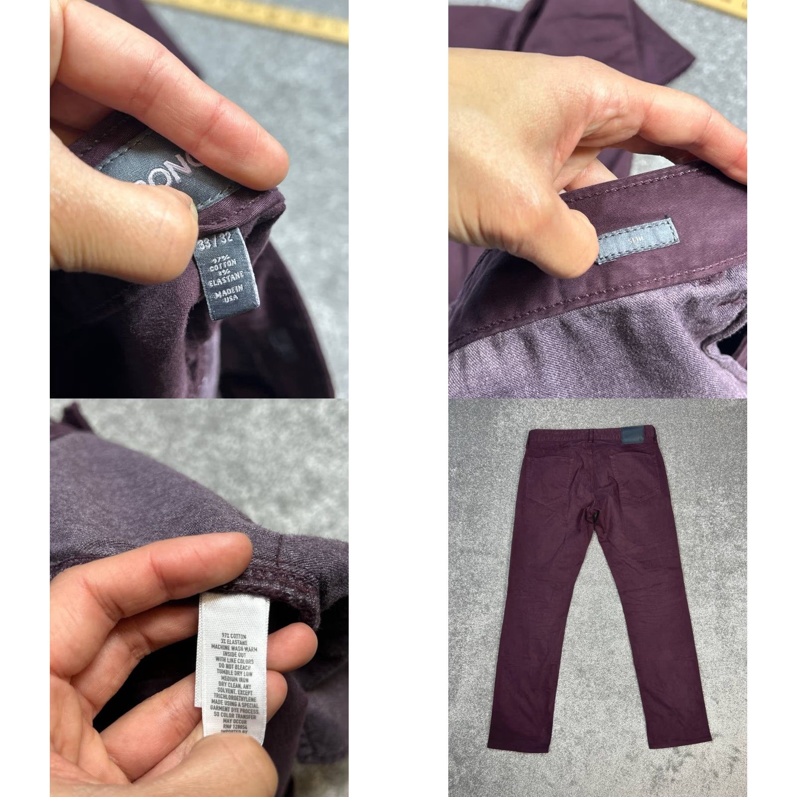 Bonobos Bonobos Pants Mens 33 Purple Slim Fit Cotton Stretch Mid Rise Straight Leg Chino Casual Travel 5-Pocket Womens Mens Girls Size US 33 - 8 Thumbnail
