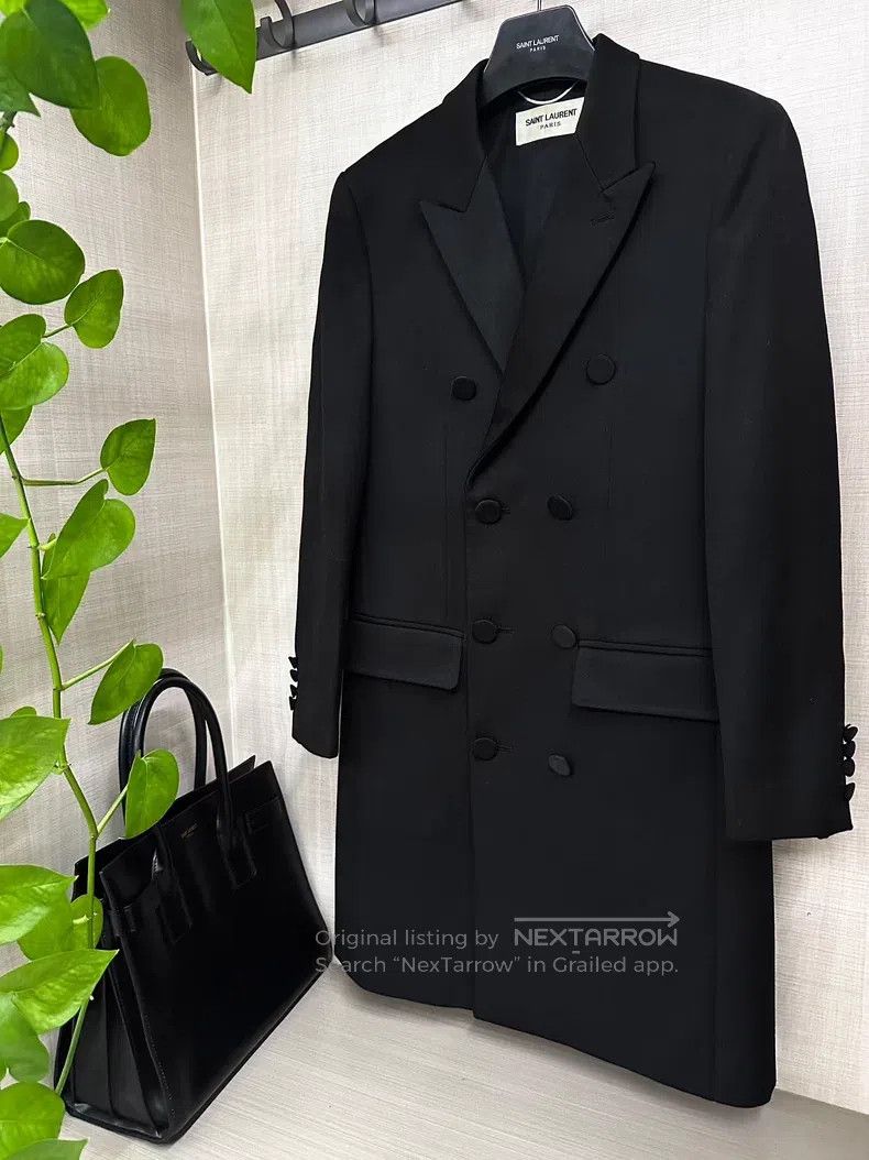 Saint Laurent Paris Saint Laurent Paris Double-Breasted Black Smoking Coat Size US S / EU 44-46 / 1 - 1 Thumbnail