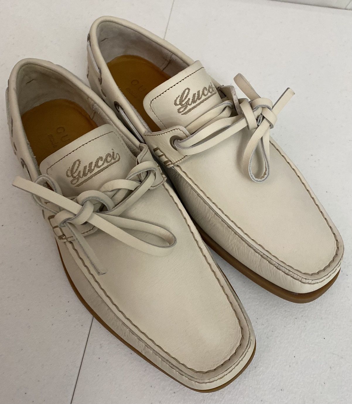 Gucci Gucci 🇮🇹 Runner Up Logo Embroidered Vintage Deck Shoes 39 NEW Size US 9 / IT 39 - 12 Thumbnail