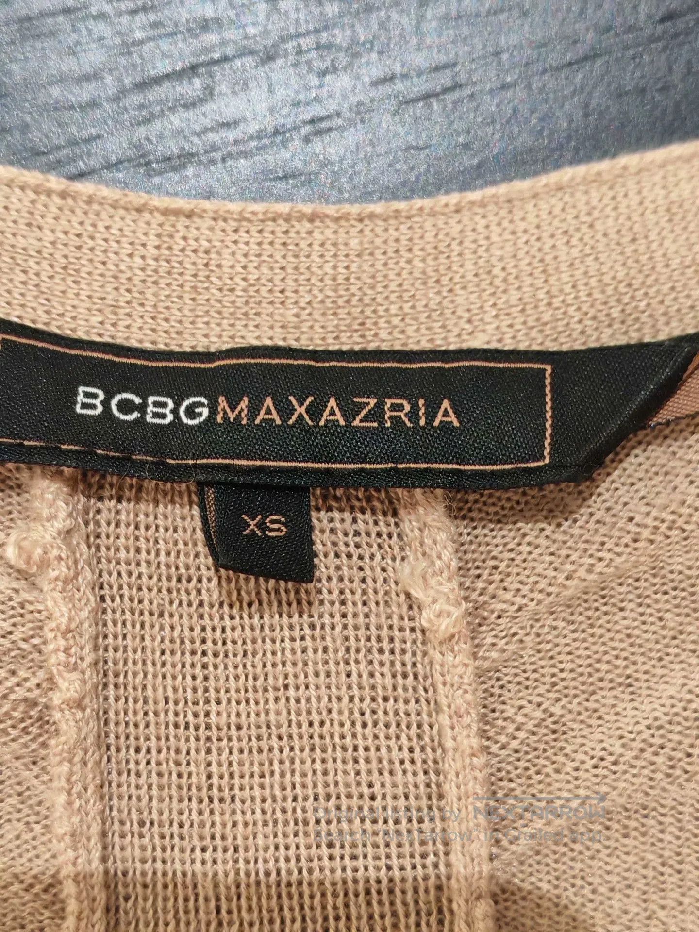 Bcbgmaxazria BCBGMAXAZRIA Beige V-Neck Cross Strap Knit Cardigan. Size XS / US 0-2 / IT 36-38 - 4 Thumbnail