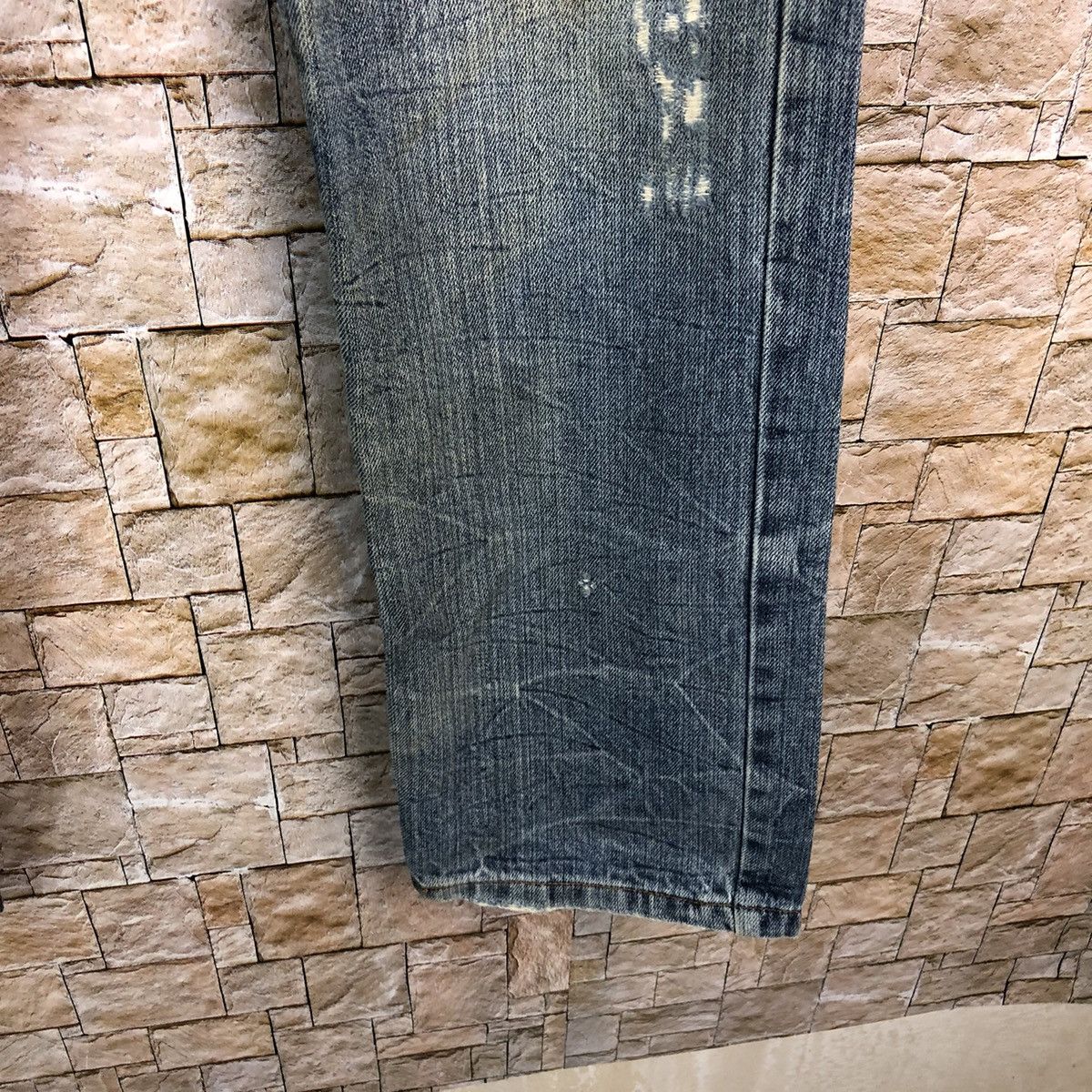 Japanese Brand One Beach Blue Distressed Denim Pants #A130 Size US 31 - 13 Thumbnail