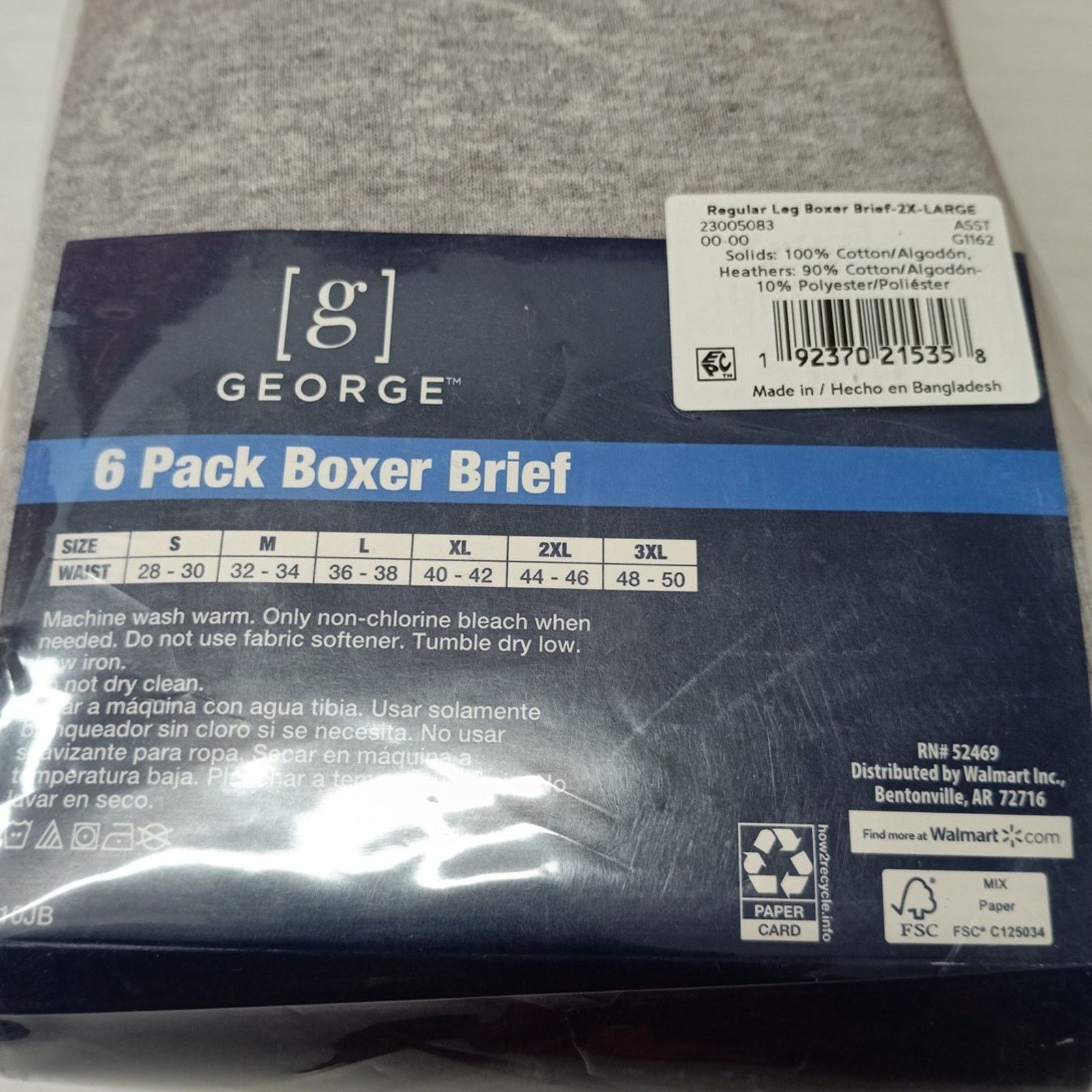 George George Men's Cotton Boxer Briefs 6-Pack Size 2XL (44-46) Size 44 - 3 Thumbnail