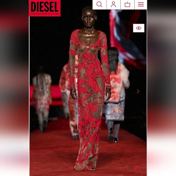Diesel Diesel Summer '24 Runway D-Lea Dévoré Gown - NEW Size S / US 4 / IT 40 - 4 Thumbnail