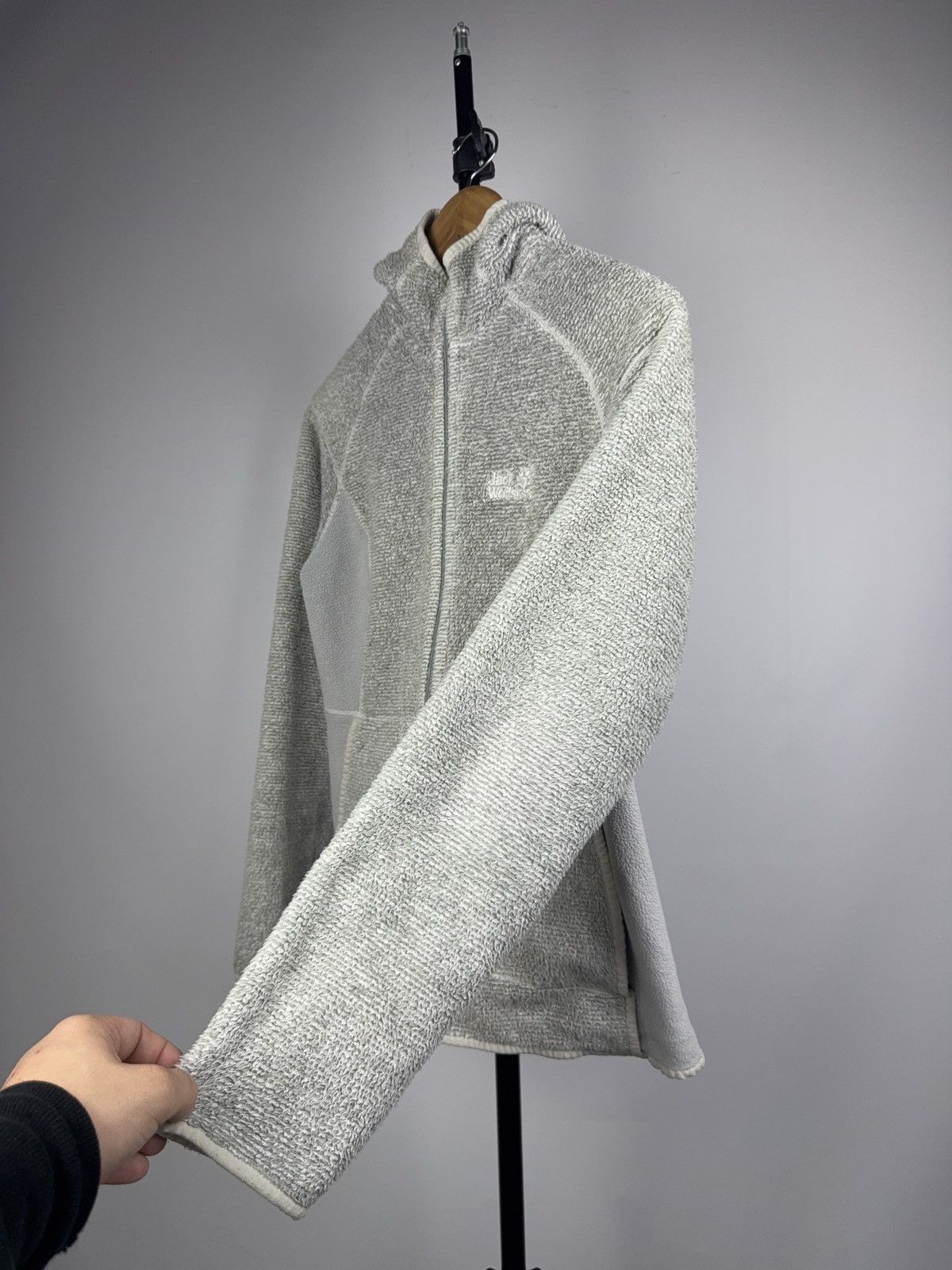 Jack Wolfskin Gorpcore 00s Jack Wolfskin Grey Sherpa Fleece Zip Hoodie Size M / US 6-8 / IT 42-44 - 5 Thumbnail