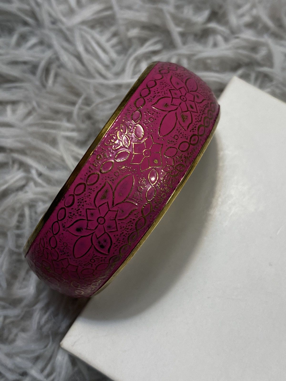Japanese Brand × Jewelry × Vintage Pink & Gold Floral Brass Bangle - Japanese Brand Size ONE SIZE - 6 Thumbnail