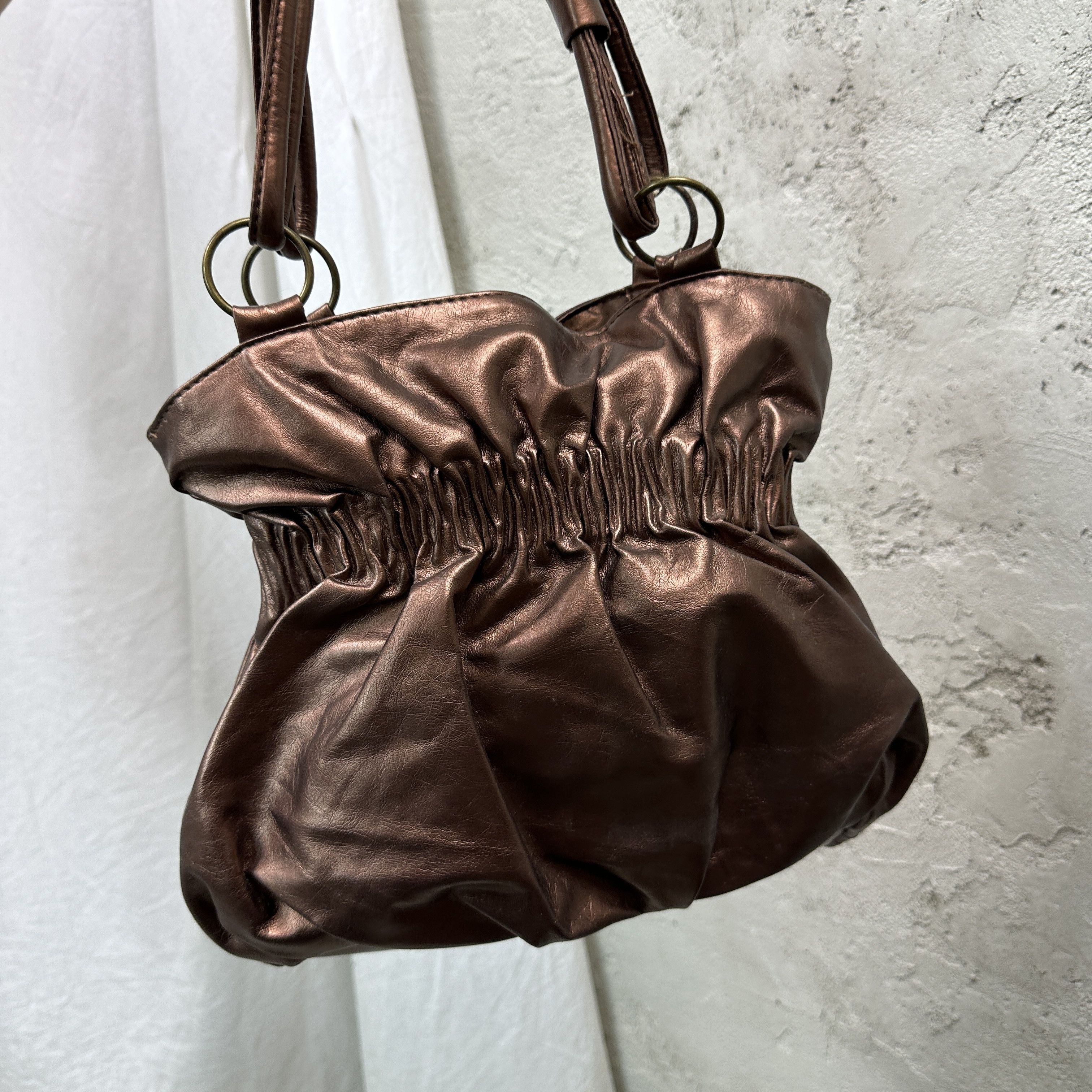 Vintage Vintage Faux Leather Metallic Coopder Bow Bag Y2K Size ONE SIZE - 7 Thumbnail