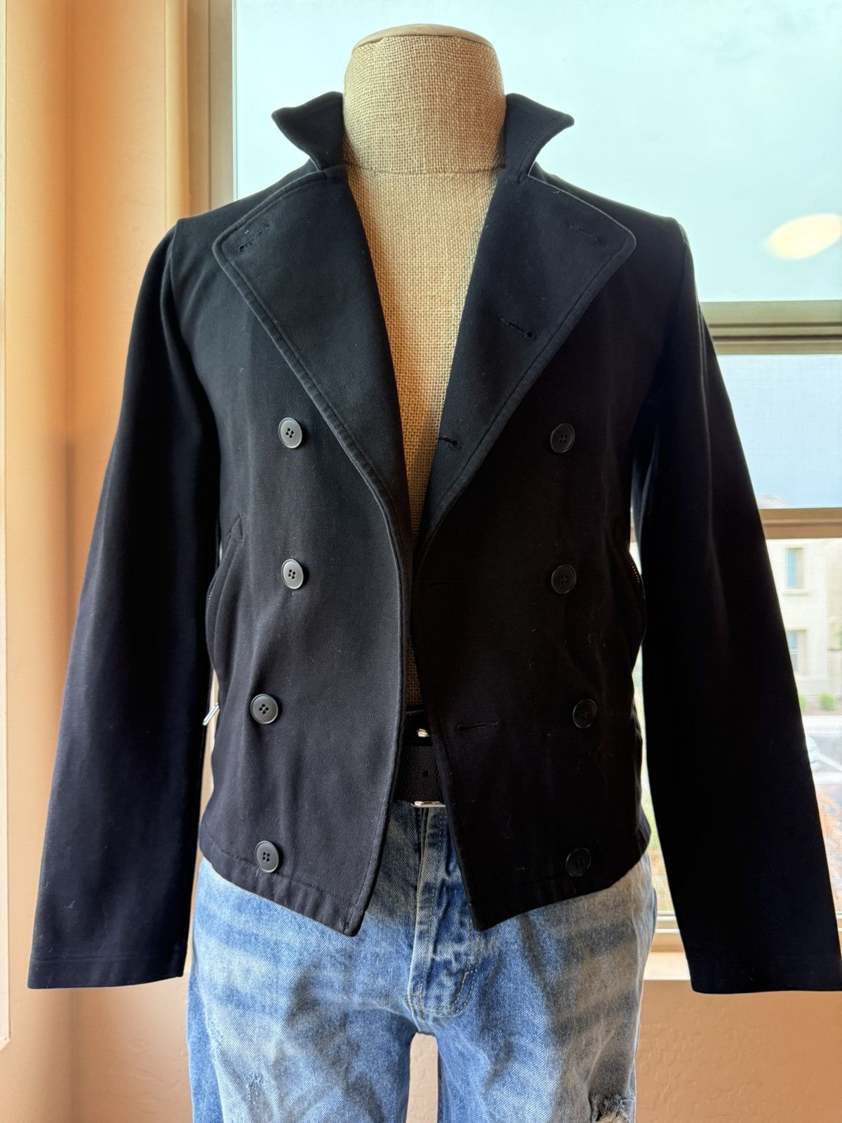 agnes b. Agnes B. Homme Black Double-Breasted Jacket - French Style Size M / US 6-8 / IT 42-44 - 2 Thumbnail