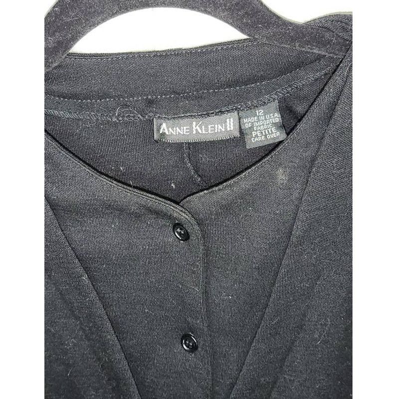 Anne Klein Anne Klein II Black Wool Button Down Blouse Size 12P Size XL / US 12-14 / IT 48-50 - 5 Thumbnail