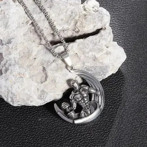 Jewelry × Vintage Moon Gym Muscle Men Necklace Size ONE SIZE - 3 Thumbnail
