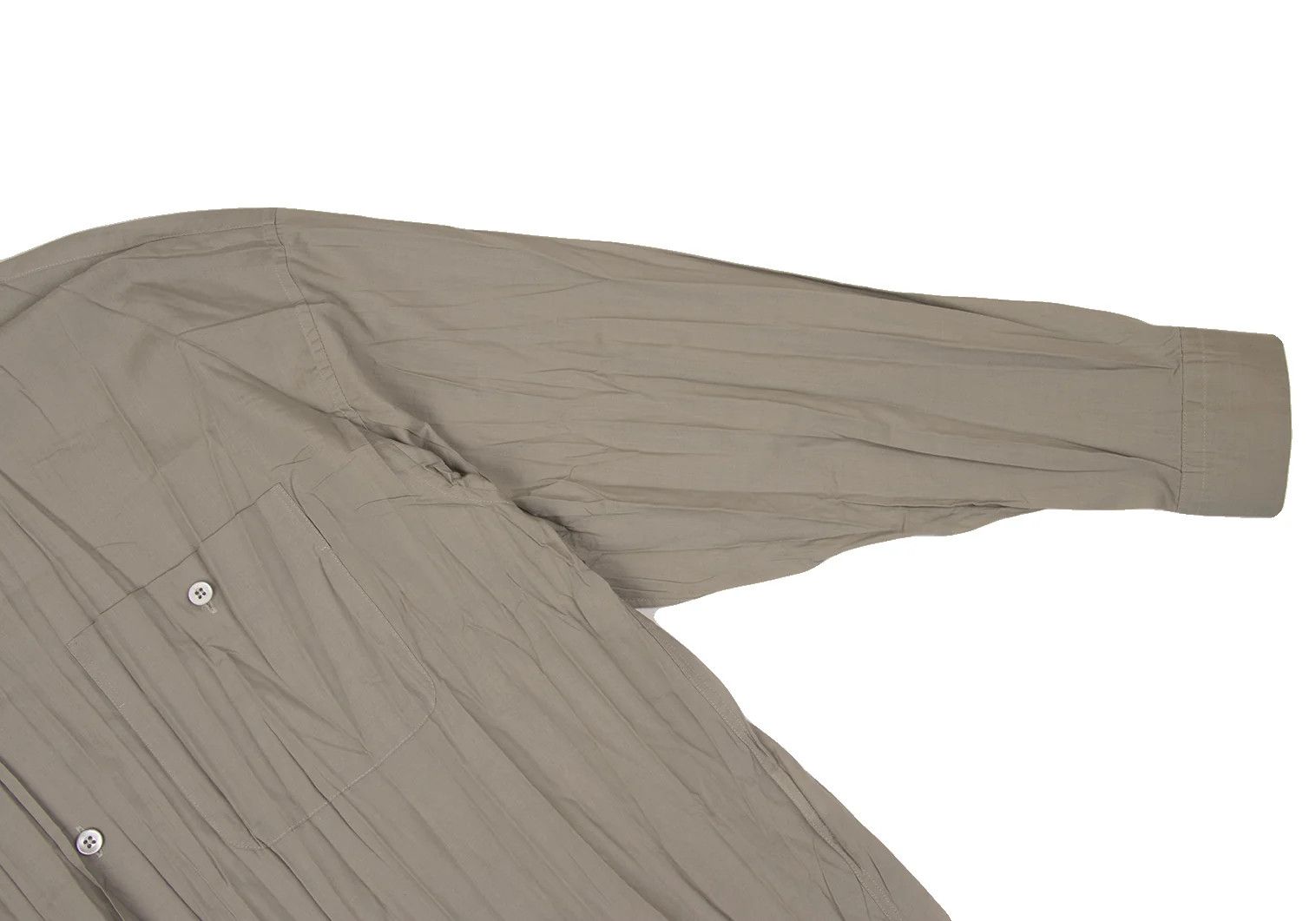 Issey Miyake Band Collar Pleated Shirt in Gray, Size M Size US M / EU 48-50 / 2 - 7 Thumbnail
