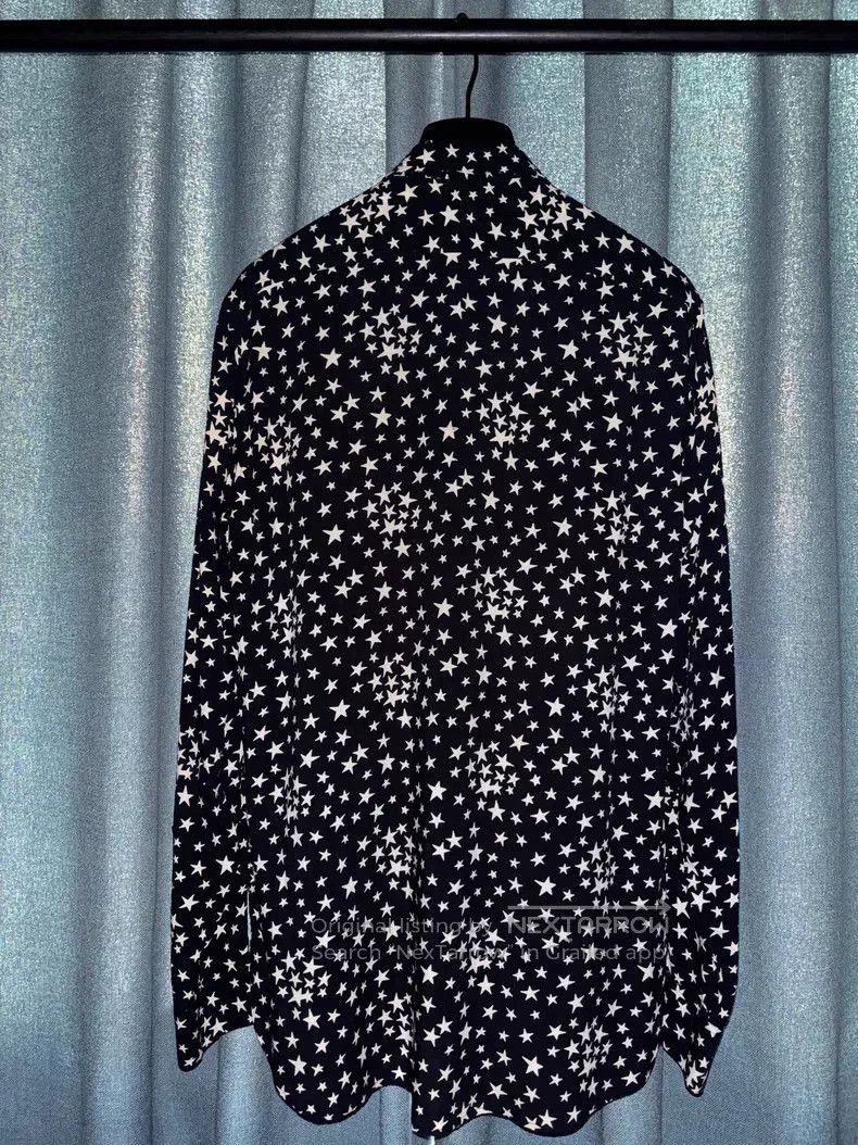 Saint Laurent Paris Saint Laurent Paris size 39 Black and White Star Print Shi Size US L / EU 52-54 / 3 - 2 Thumbnail