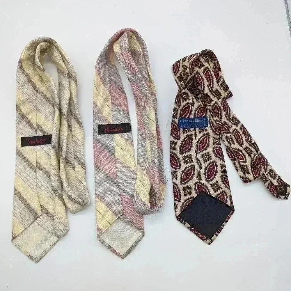 John Weitz 3 Yellow 80s Vintage Ties poly/linen Silk John Weitz Cambri Size ONE SIZE - 2 Thumbnail