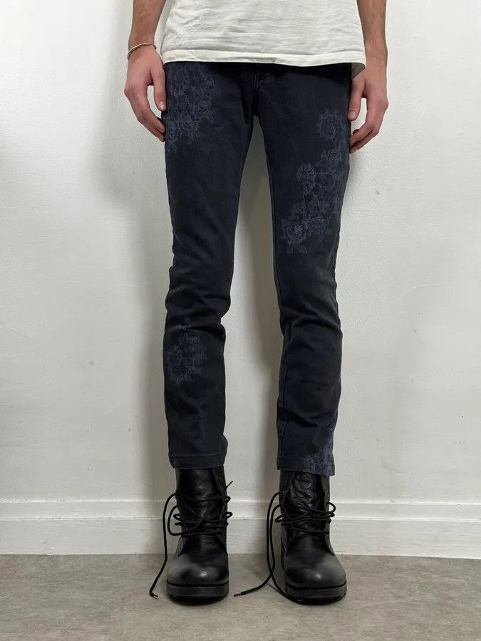 Jean Paul Gaultier 2000s Jean Paul Gaultier Fossils Deep Blue Denim Jeans Size 24" / US 00 / IT 34 - 2 Thumbnail