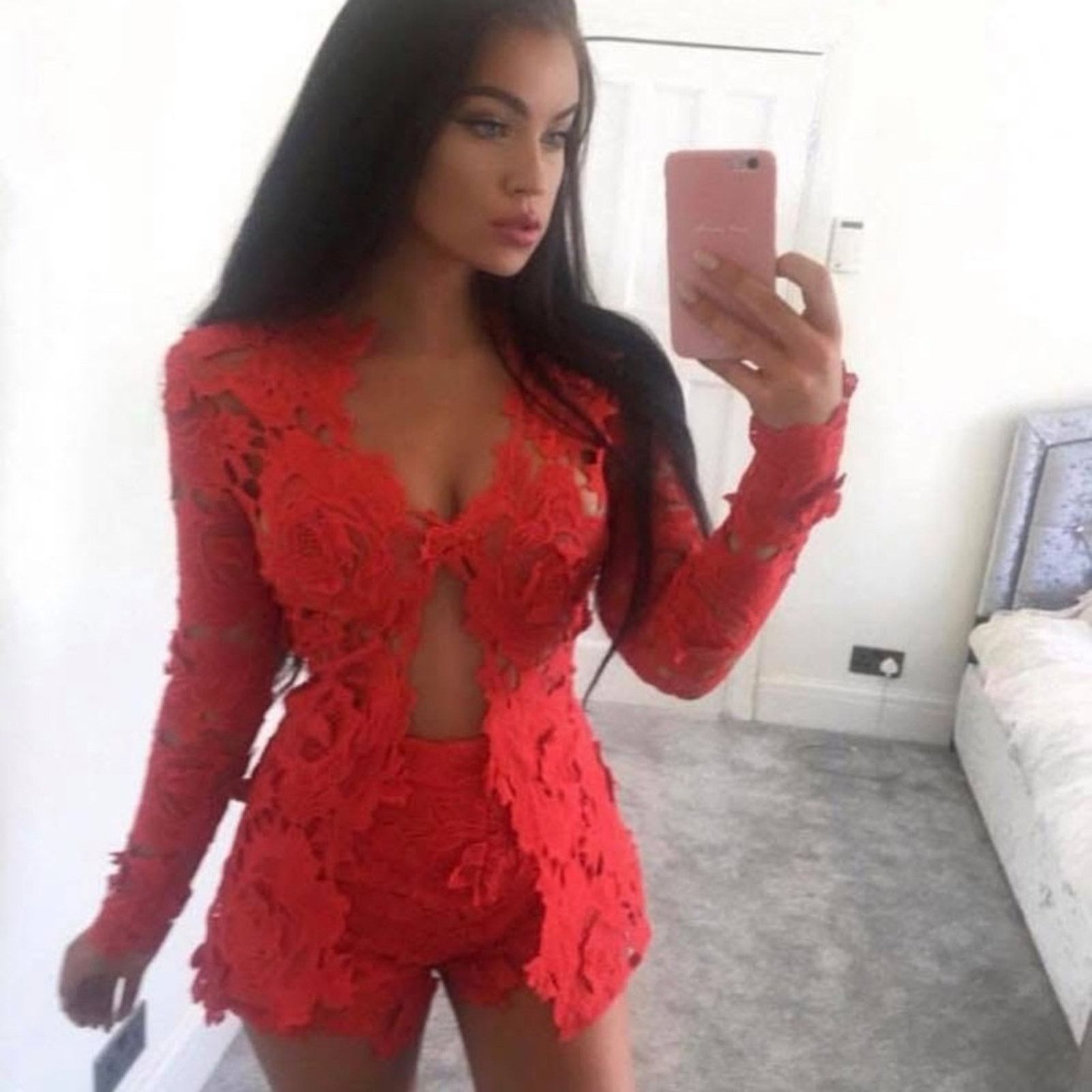 Other Vibrant Red Lace 2 piece Set size XS Size XS / US 0-2 / IT 36-38 - 1 Thumbnail