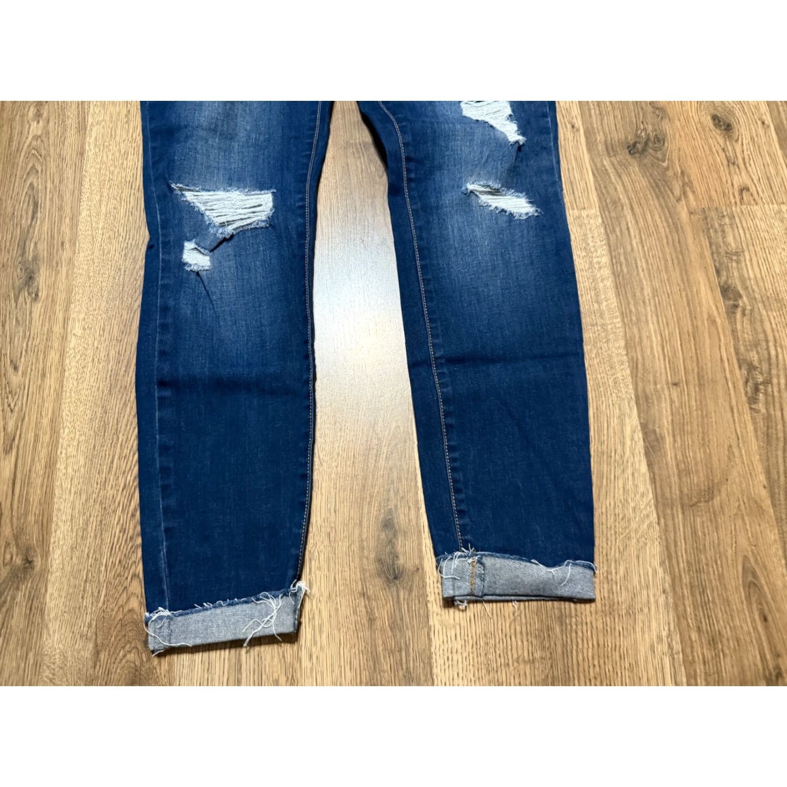 Vintage SO Jeans Women's 13/31W Blue Denim Distressed Super High Rise Jegging Jeans Womens Size 34" / US 12 / IT 48 - 3 Thumbnail