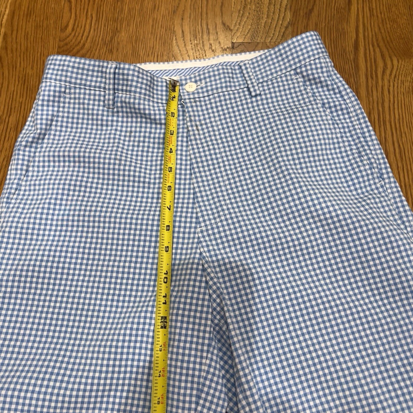 Footjoy Footjoy FJ Shorts Mens Blue Check Seersucker Golf Stretch Chino 30 Regular Inseam 10" Polyester Spandex Size US 30 / EU 46 - 4 Thumbnail