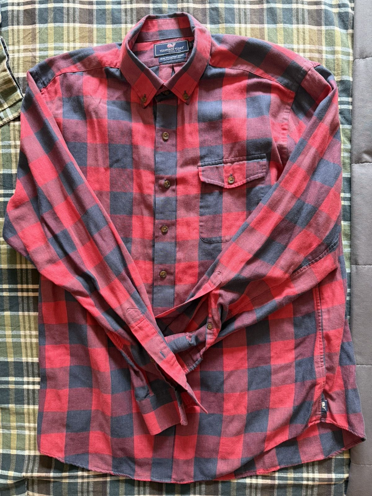 Vineyard Vines Vineyard Vines Linen Red and Blue Shirt Size US L / EU 52-54 / 3 - 1 Thumbnail