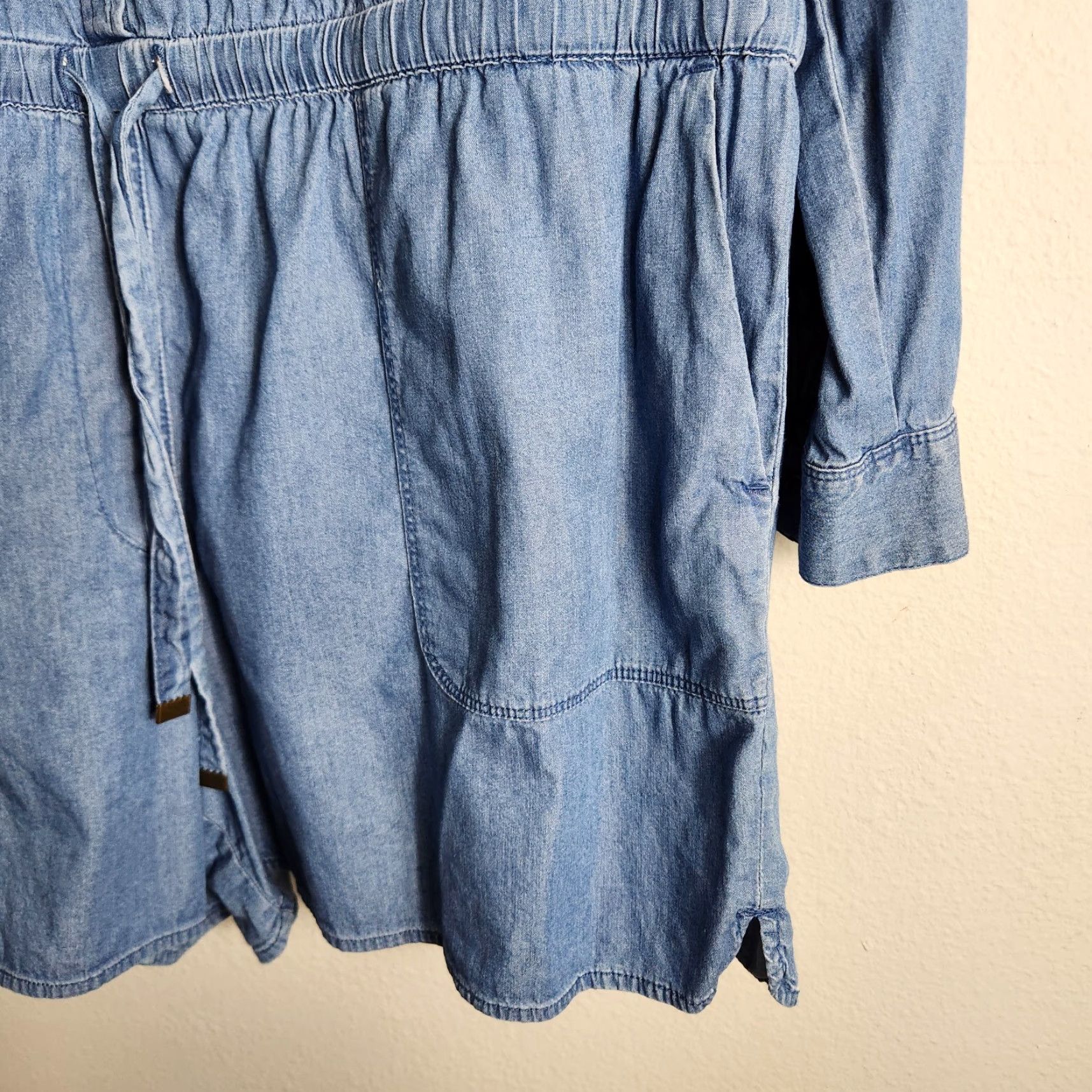 Ann Taylor Ann Taylor Loft Womens Blue Chambray Long Sleeve Romper-Size XL Size XL / US 12-14 / IT 48-50 - 6 Thumbnail