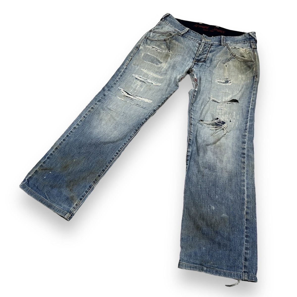 Armani × If Six Was Nine Ripped Distressed Armani Jeans Faded Blue Size US 33 - 5 Thumbnail