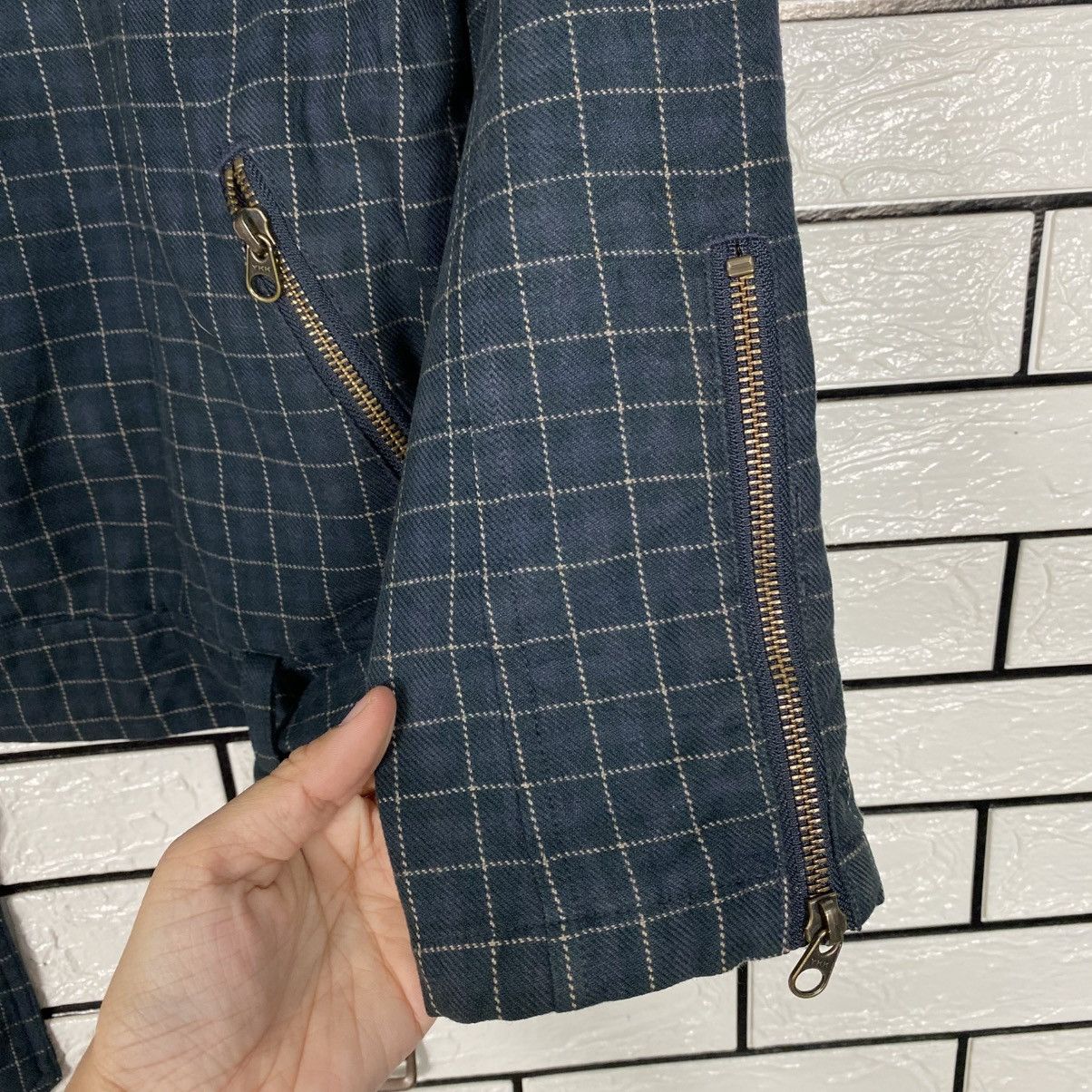 Issey Miyake 📌Biker Jacket Double Collar Nicole Club Tartan Bondage Size US M / EU 48-50 / 2 - 15 Thumbnail