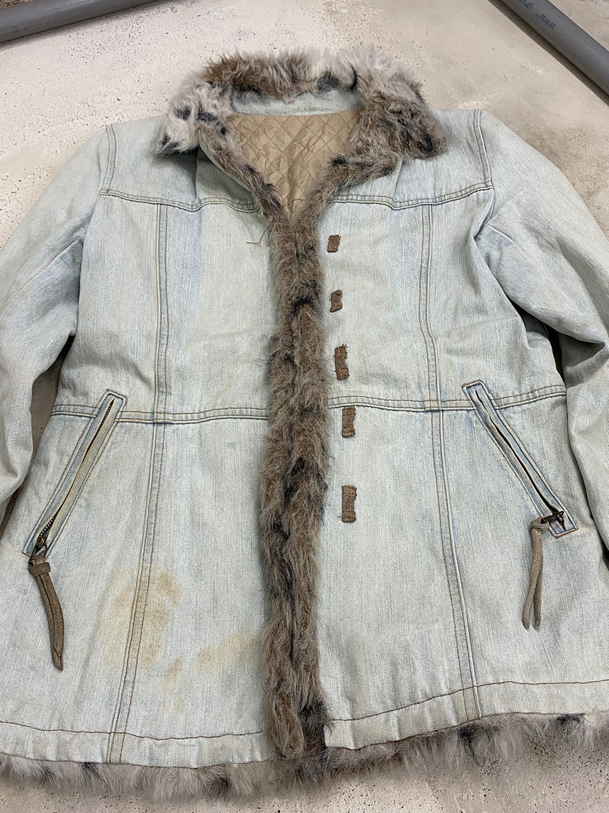 GOSTAR DE FUGA Parka Japan Jacket Jean Fur Winter Dirty Light Blue Jean Size US S / EU 44-46 / 1 - 3 Thumbnail
