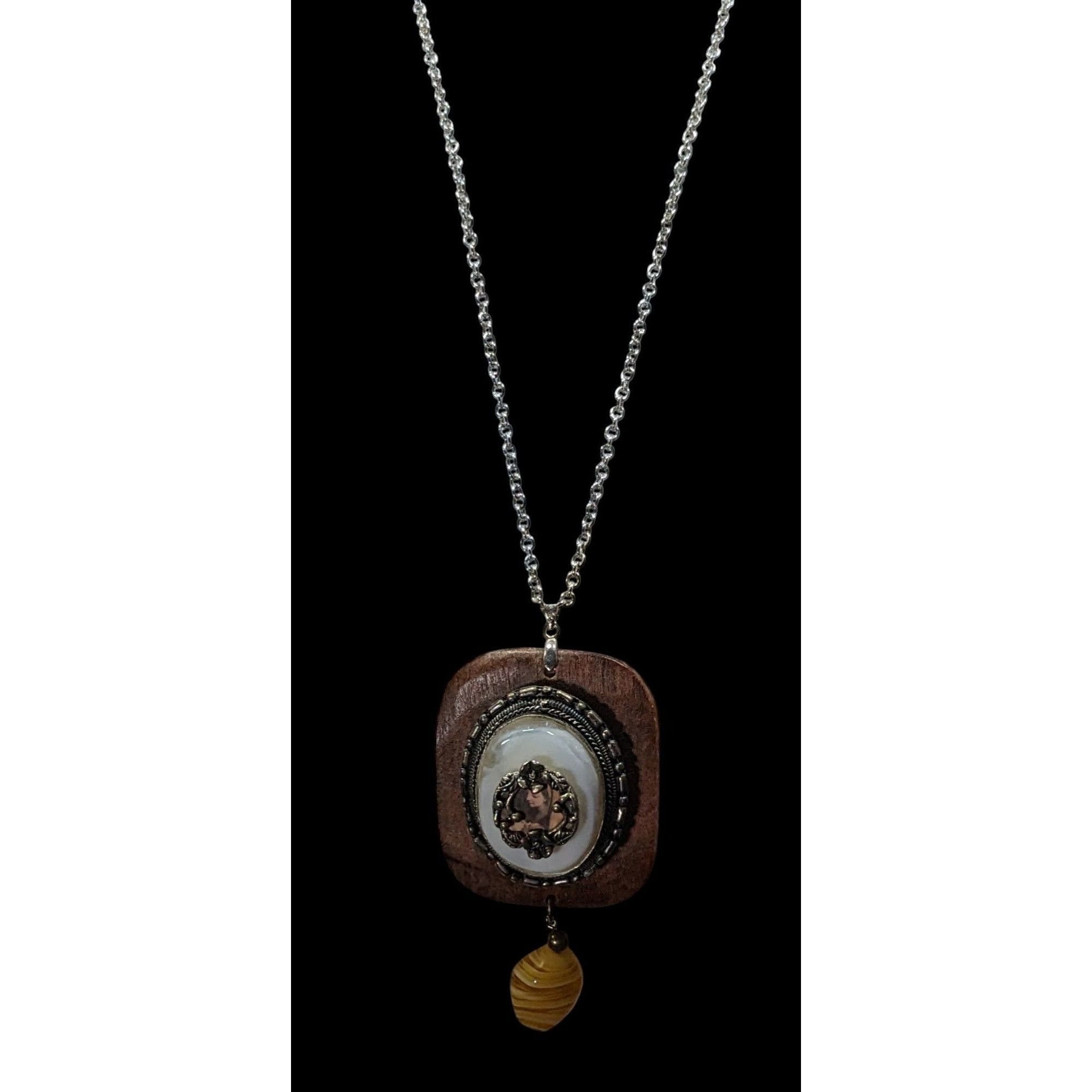 Handmade Vintage Handmade Victorian Mixed Media Pendant Necklace Size ONE SIZE - 4 Thumbnail
