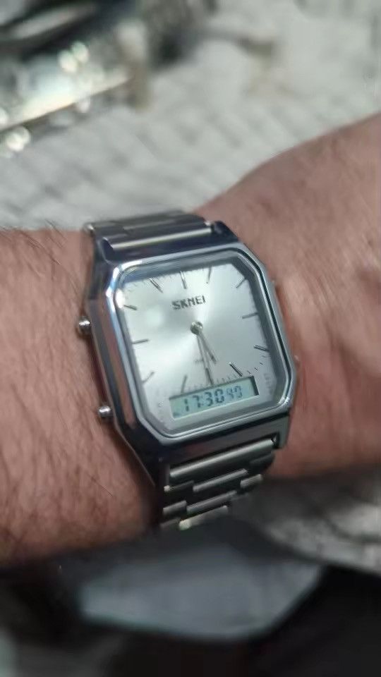 Jewelry Silver Dual Display Ana-Digi "Classic Tank" Watch Size ONE SIZE - 5 Thumbnail