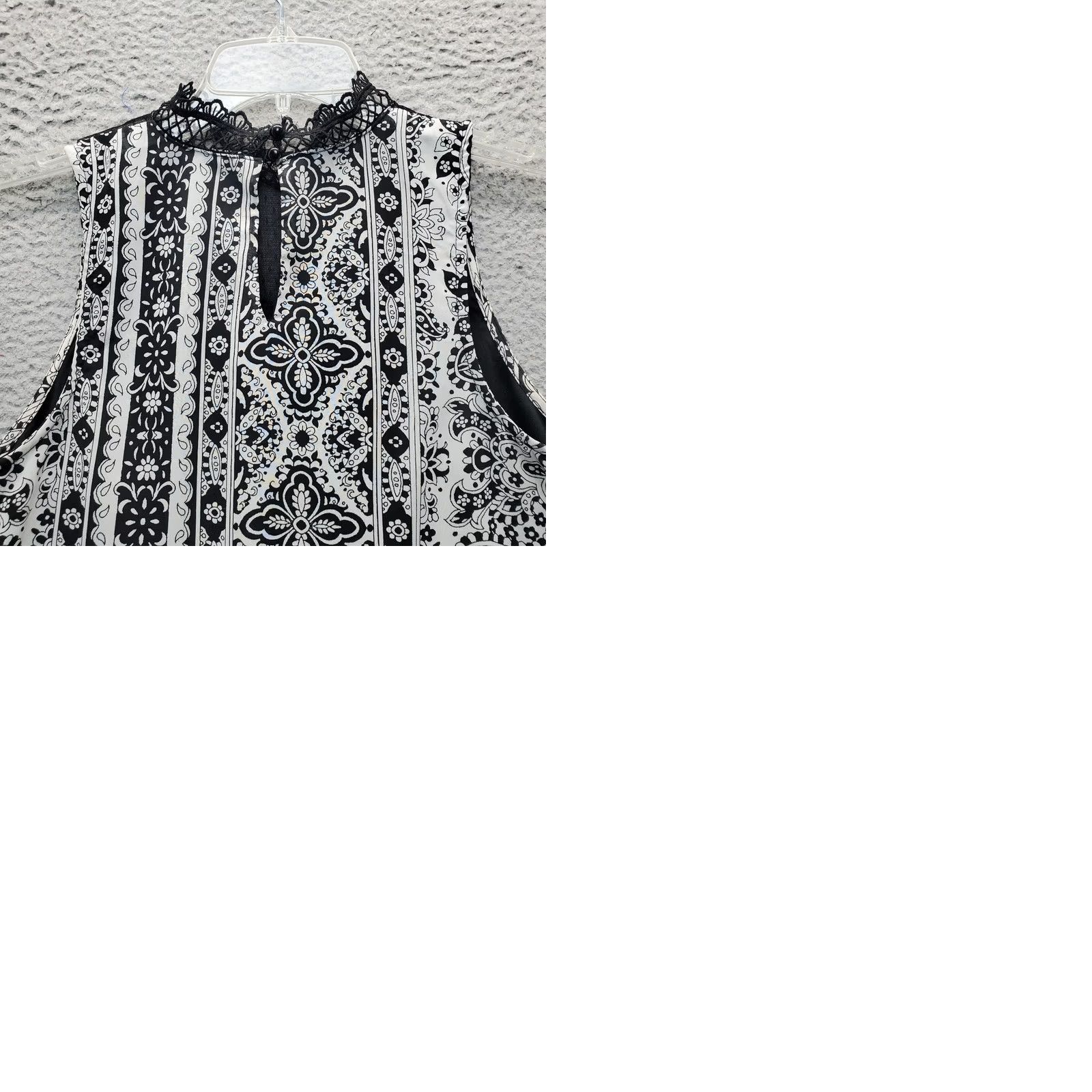 Vintage Iz Byer Womens S Multi Paisley Swing Top Lined Crochet Lace Detail Keyhole Back Size S / US 4 / IT 40 - 9 Thumbnail