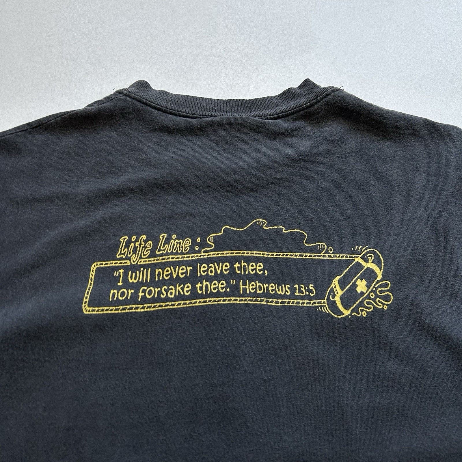 Hanes × Vintage Vintage Jesus To The Rescue T-Shirt Medium Hanes Faded Black Size US M / EU 48-50 / 2 - 10 Thumbnail