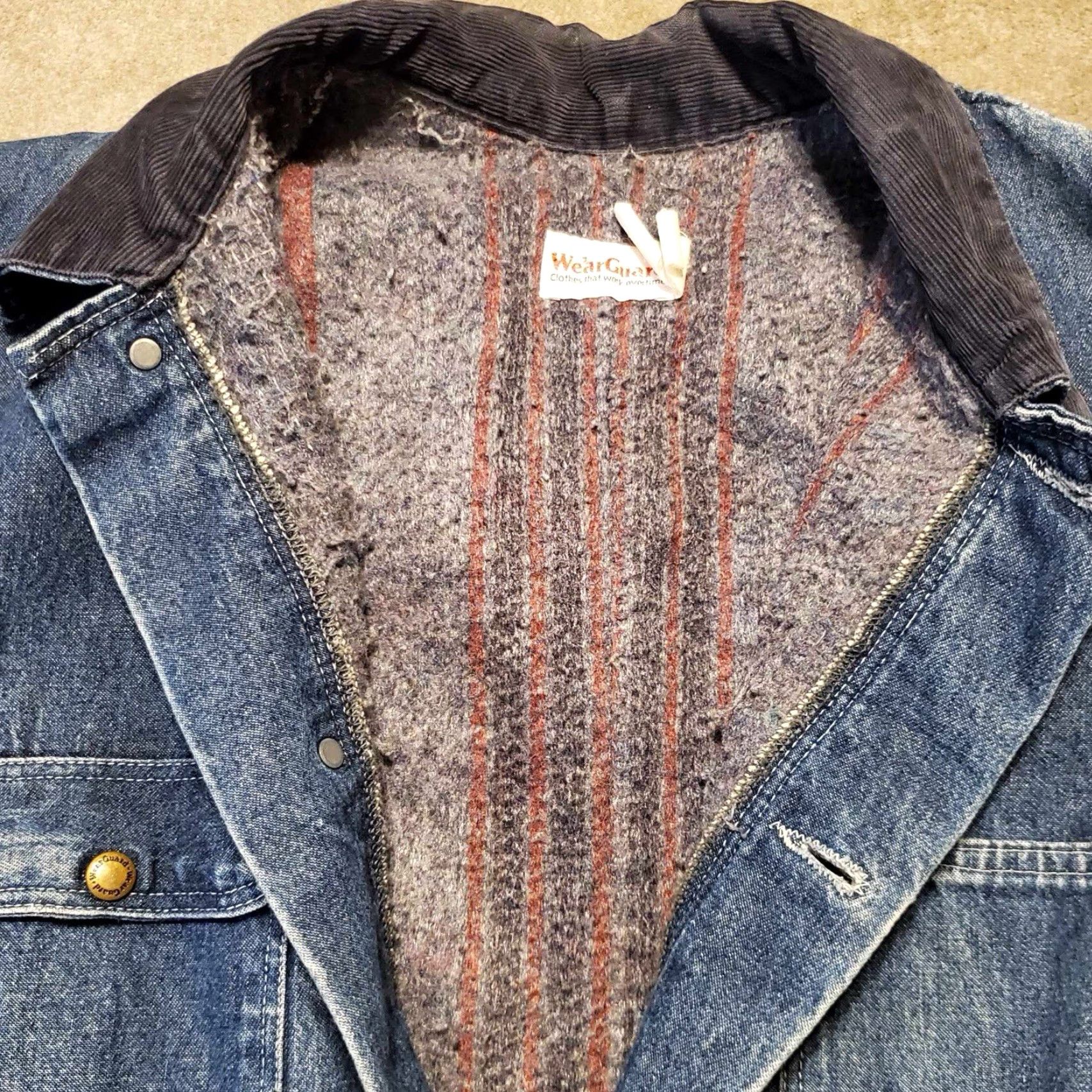 Vintage VINTAGE WearGuard Jacket Coat Canvas Work Mid-Length Blue Denim Lined Zip Men M Regular Blanket Lined USA Rough Work Coat Vintage WearGuard Size US M / EU 48-50 / 2 - 3 Thumbnail
