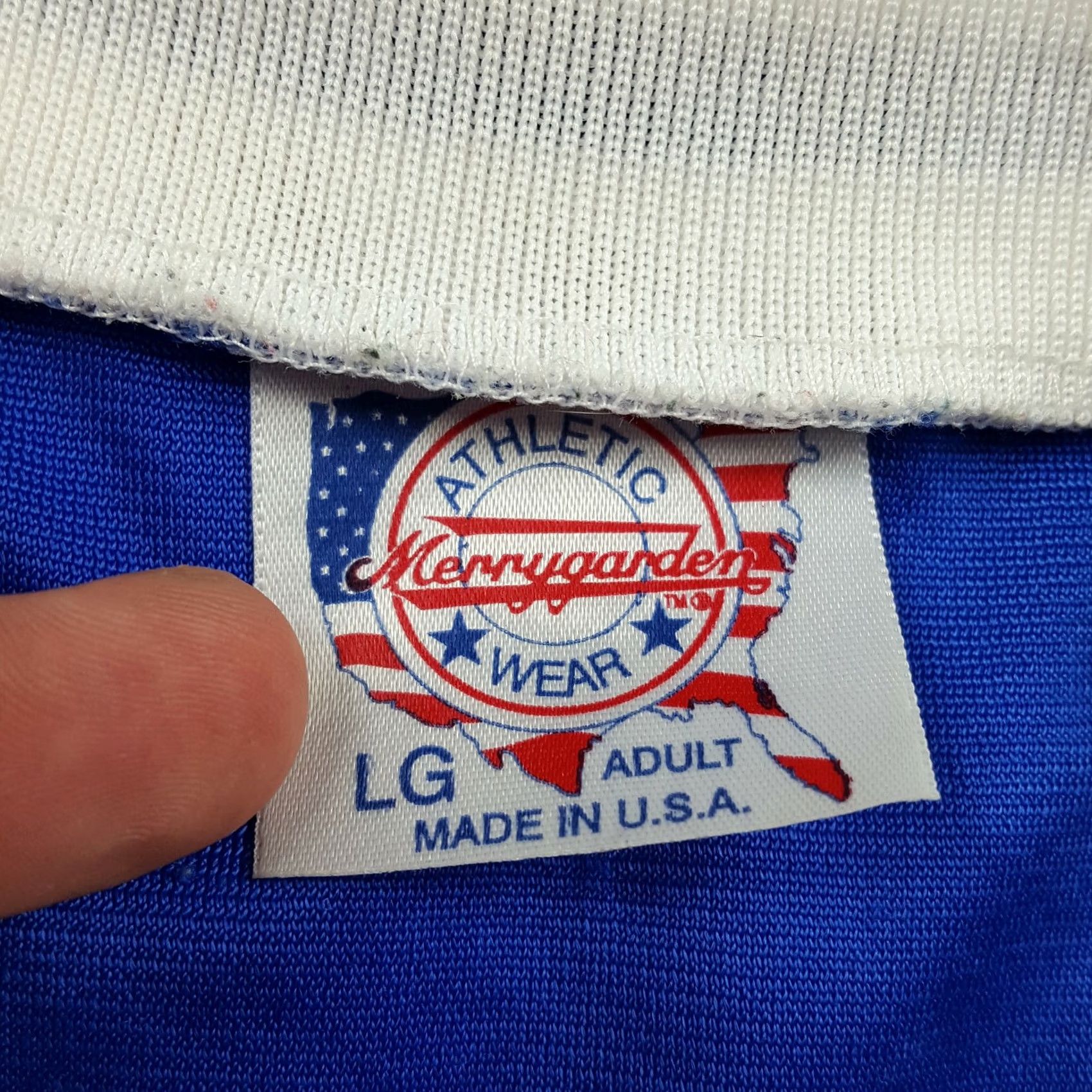 Vintage VINTAGE Merrygarden FMA Currin Soccer Jersey Short Sleeve Shirt Mens L Blue USA Made Size US L / EU 52-54 / 3 - 7 Thumbnail