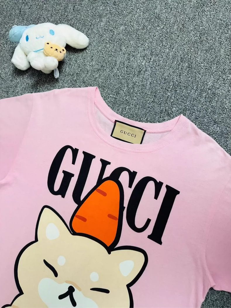Gucci GucciPink cartoon animal letter logo short sleeves 2503-Nex Size XXS / US 00 / IT 34 - 2 Thumbnail