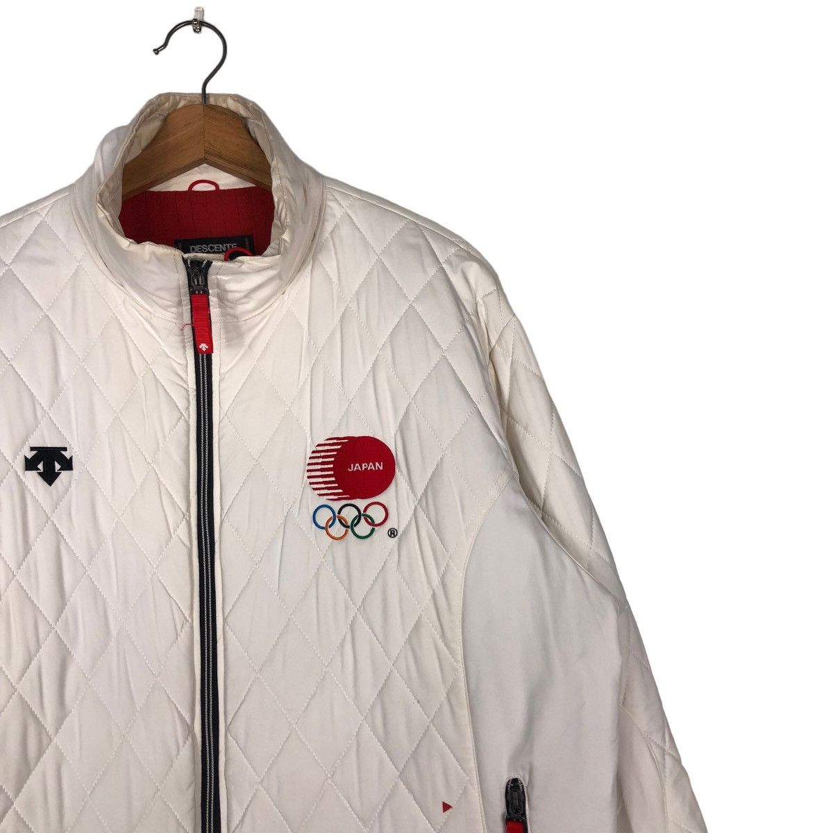Descente 🔥Vintage Biker Jacket Olympic Japan Quilted Zipper Big Logo Size US L / EU 52-54 / 3 - 6 Thumbnail
