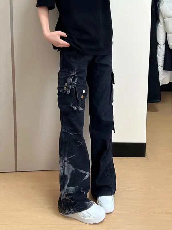 Jean Asamiya x Maria Black Cargo Flare Wide Leg Jeans Size US 33 - 6 Thumbnail