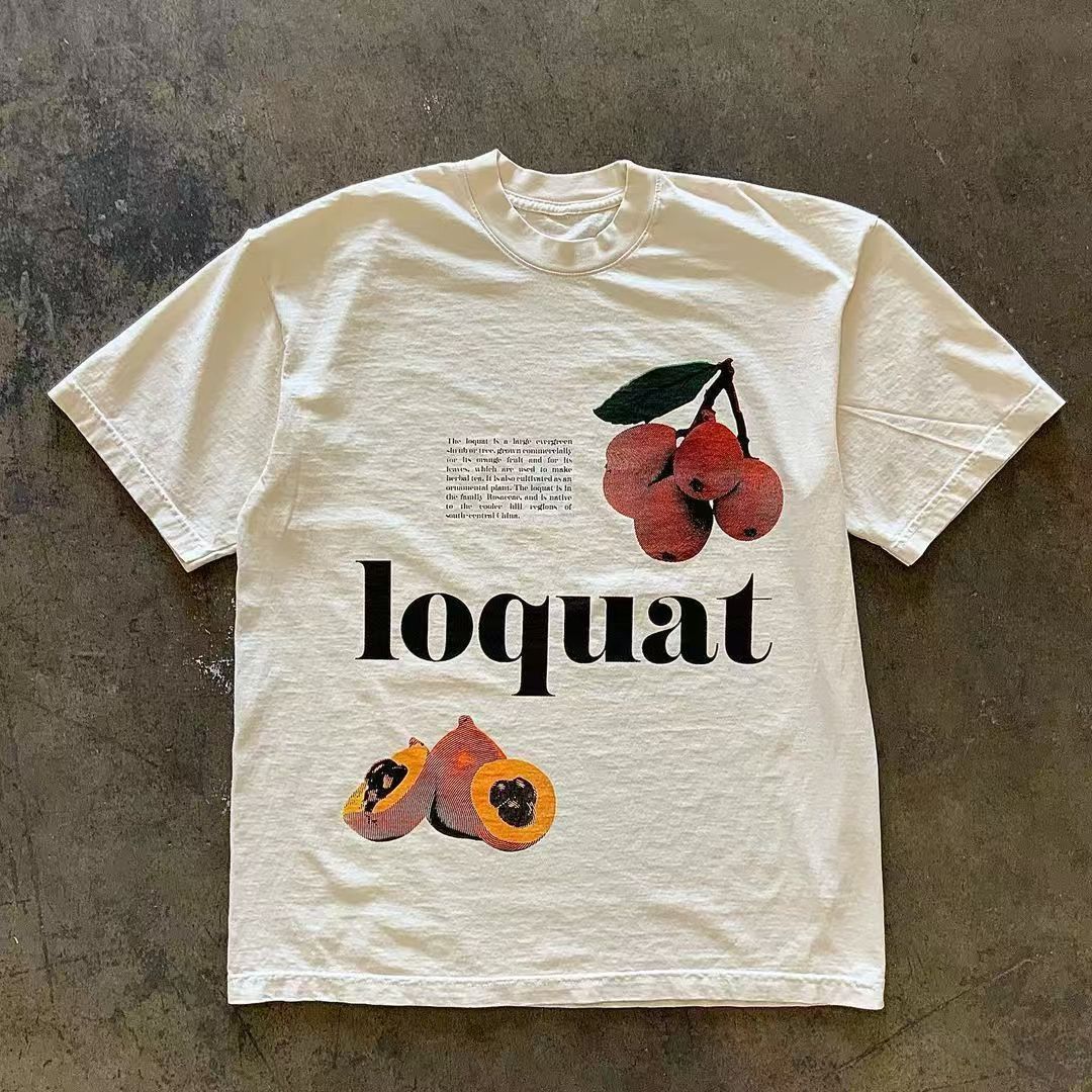 Vintage Street washed retro loquat print t-shirt Size US M / EU 48-50 / 2 - 1 Thumbnail